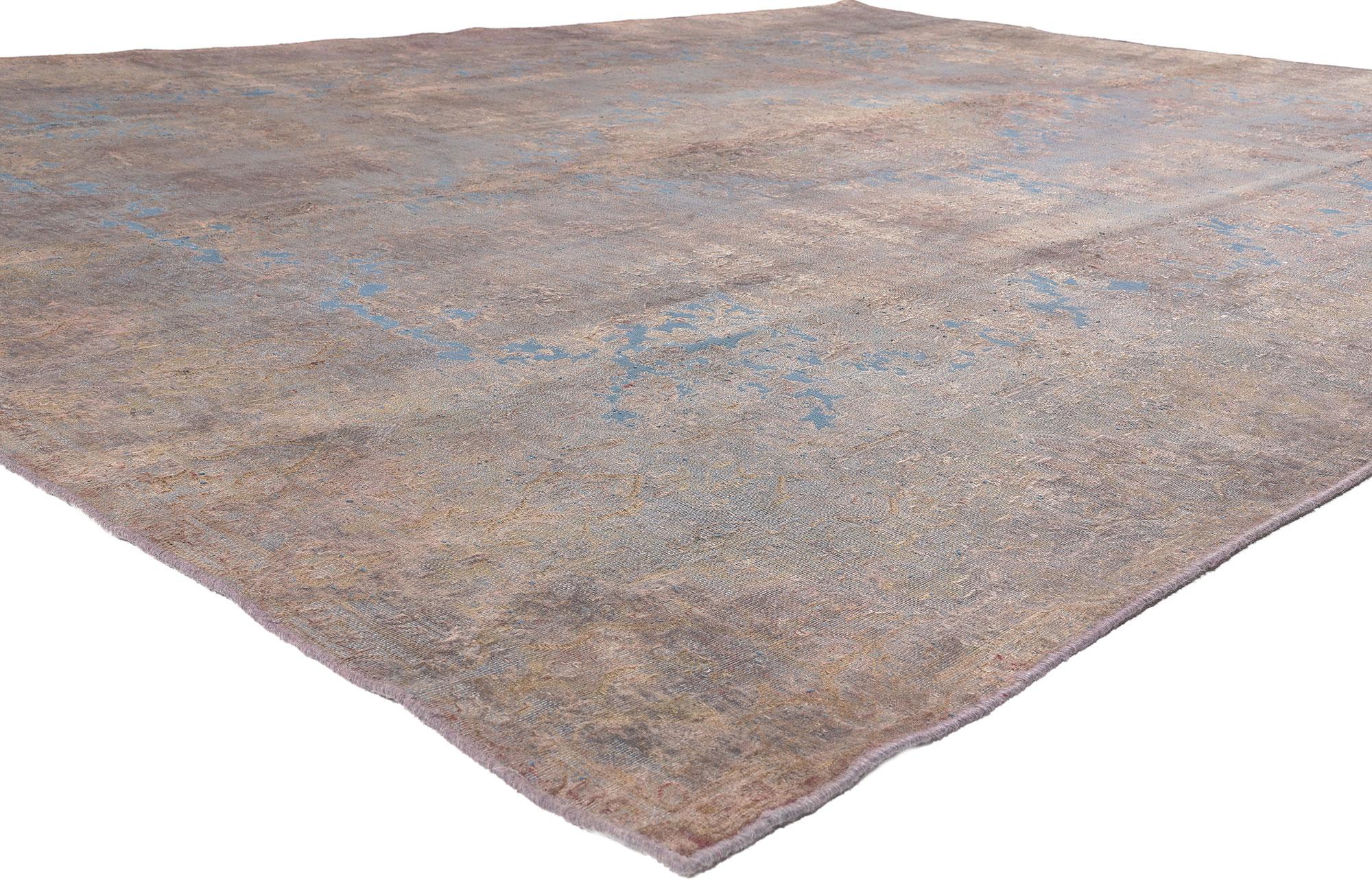 60782 Vintage Turkish Overdyed Rug, 09'09 x 13'00. 
French Provincial meets Bridgerton style in this hand knotted wool vintage Turkish overdyed rug. The soft pastel colors and highly decorative details in this piece capture the essence of