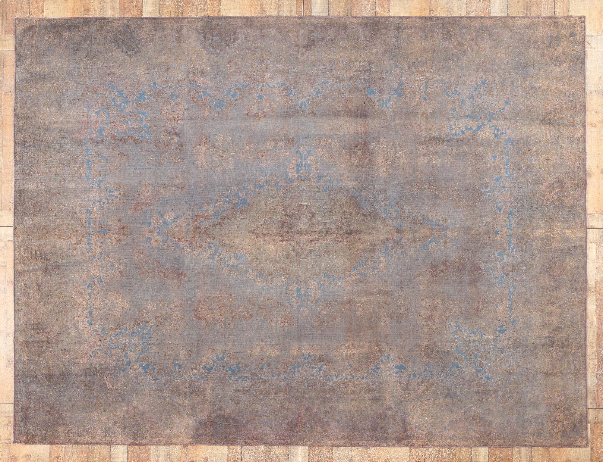 Vintage Turkish Overdyed Rug, French Provincial Meets Modern Bridgerton Style For Sale 2