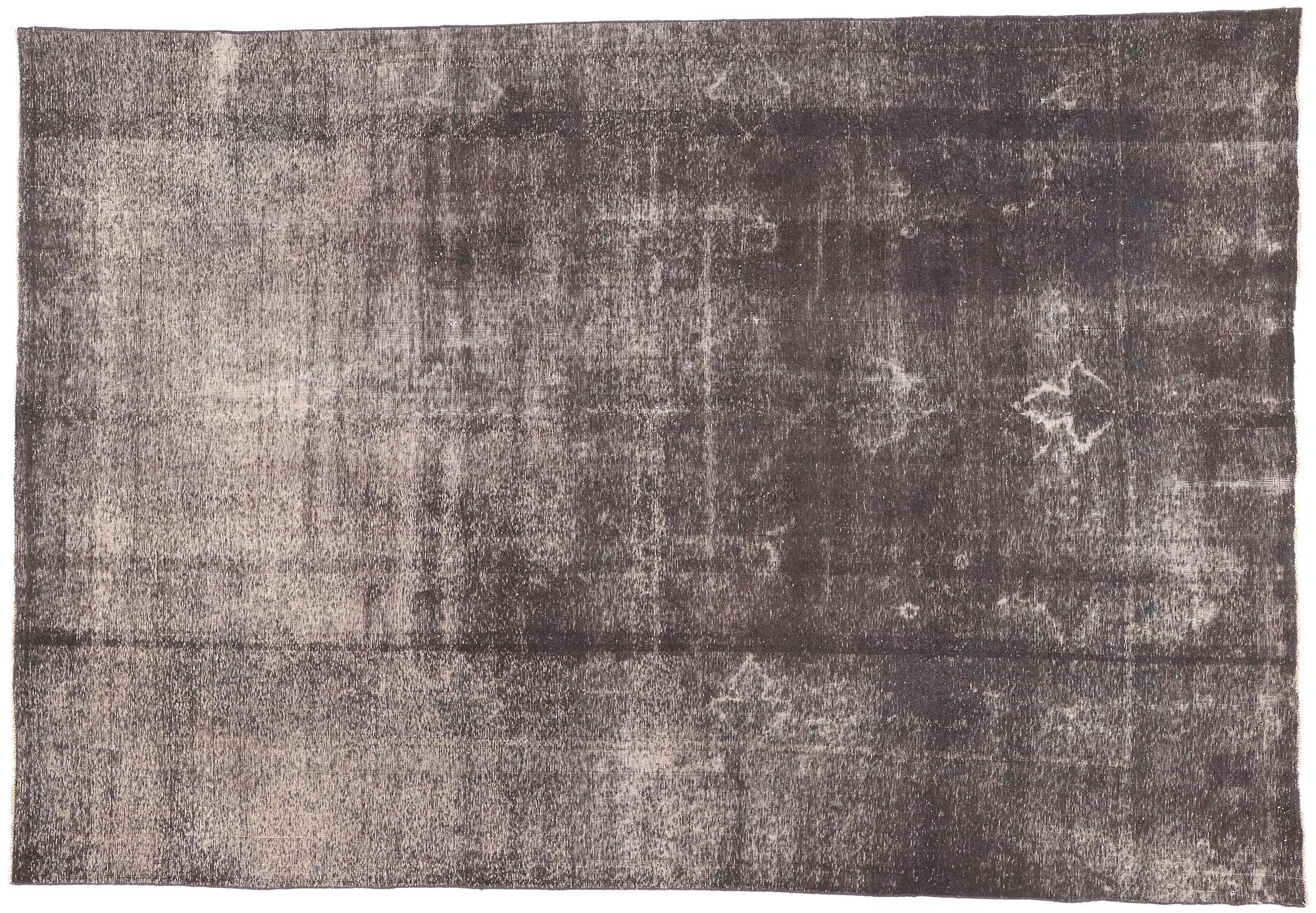 Vintage Turkish Overdyed Rug, Modern Industrial Meets Raw & Refined Bauhaus For Sale 2