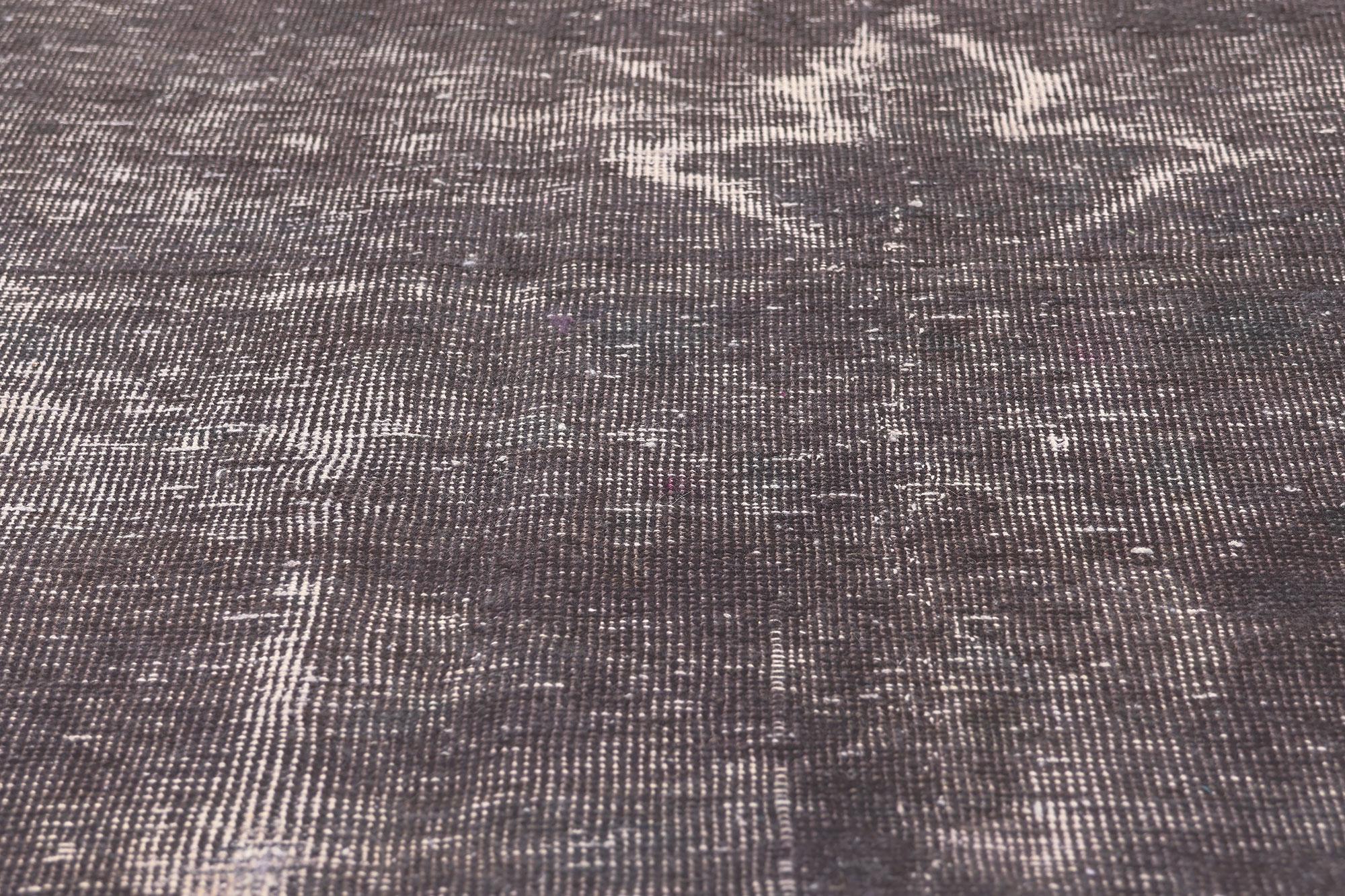 Hand-Knotted Vintage Turkish Overdyed Rug, Modern Industrial Meets Raw & Refined Bauhaus For Sale