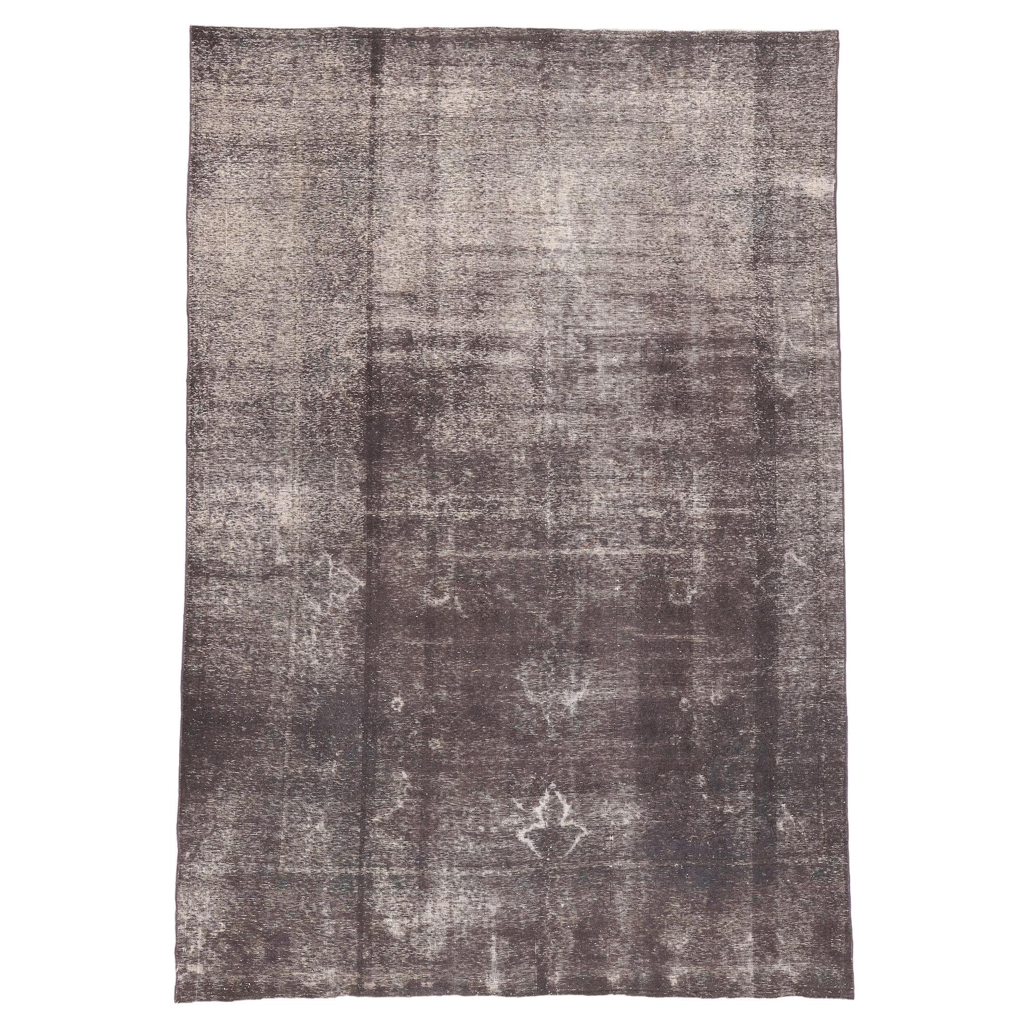 Vintage Turkish Overdyed Rug, Modern Industrial Meets Raw & Refined Bauhaus For Sale