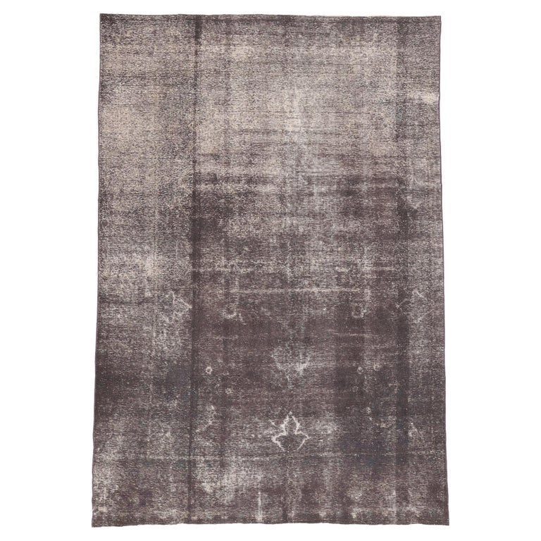 Vintage Turkish Overdyed Rug, Modern Industrial Meets Raw and