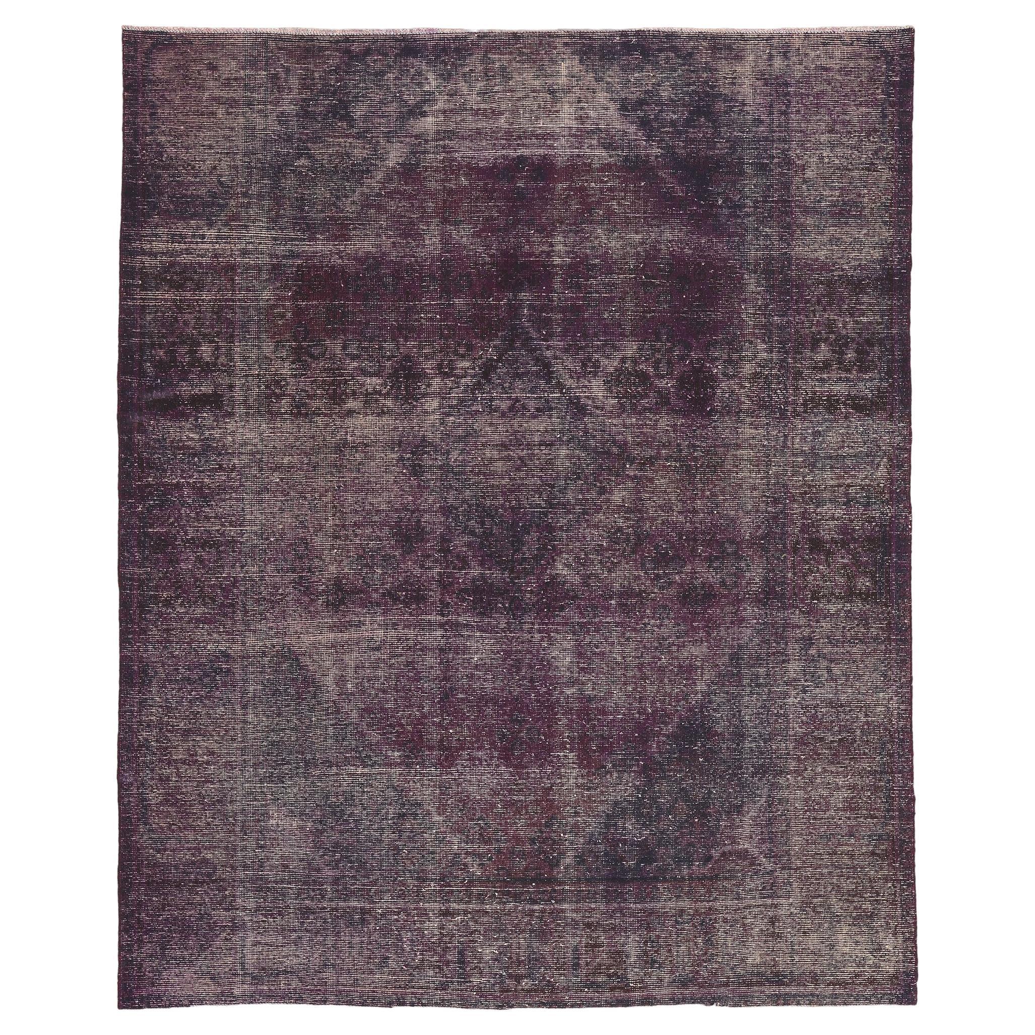 Vintage Turkish Overdyed Rug, Dark & Moody Industrial Meets Laid-Back Luxury