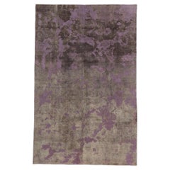 Retro Turkish Overdyed Rug, Industrial Chic Meets Abstract Expressionism