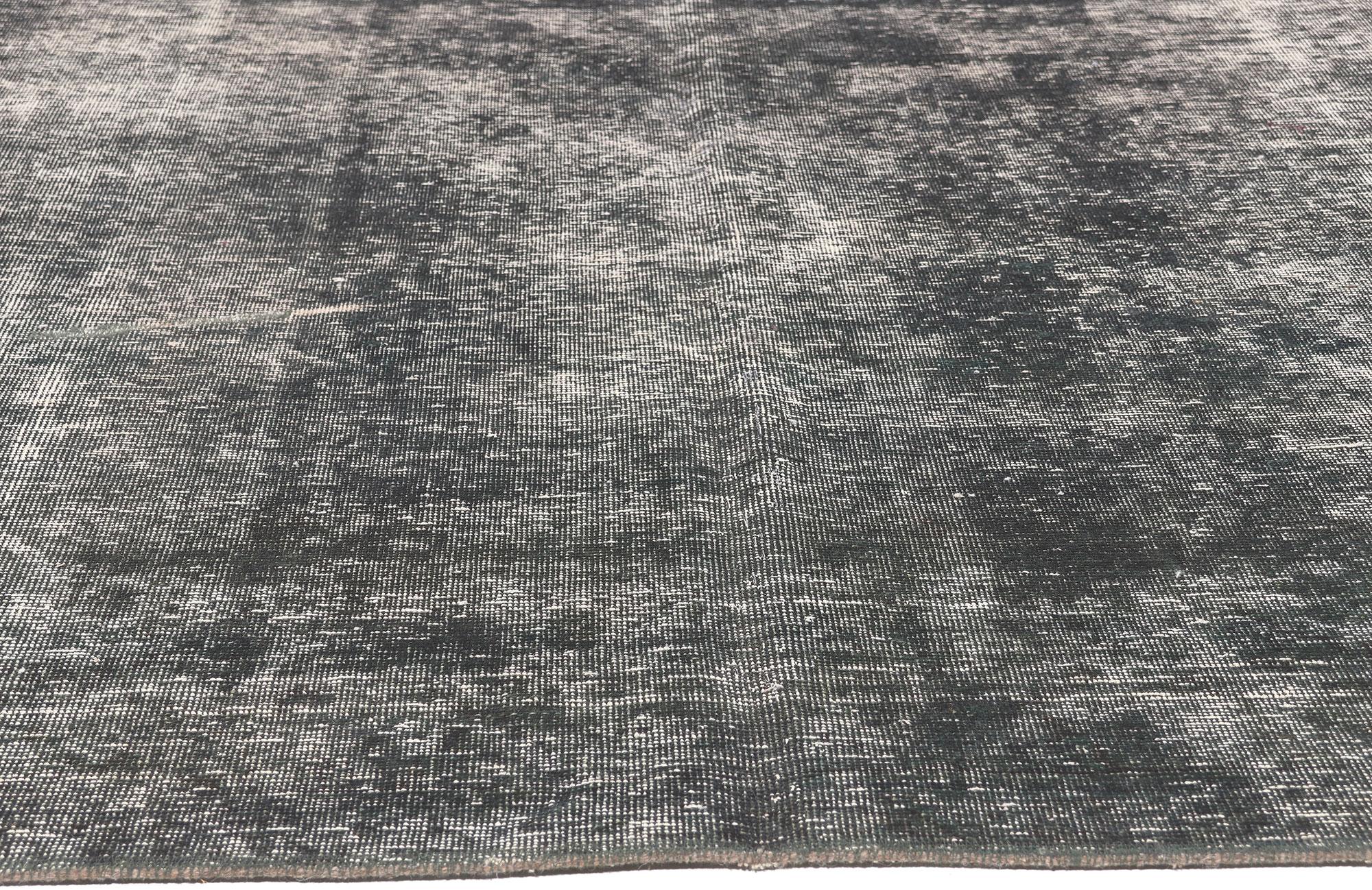 Hand-Knotted Vintage Turkish Black Overdyed Rug, Modern Industrial Meets Urban Luxe Style For Sale