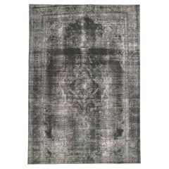 Retro Turkish Black Overdyed Rug, Modern Industrial Meets Urban Luxe Style