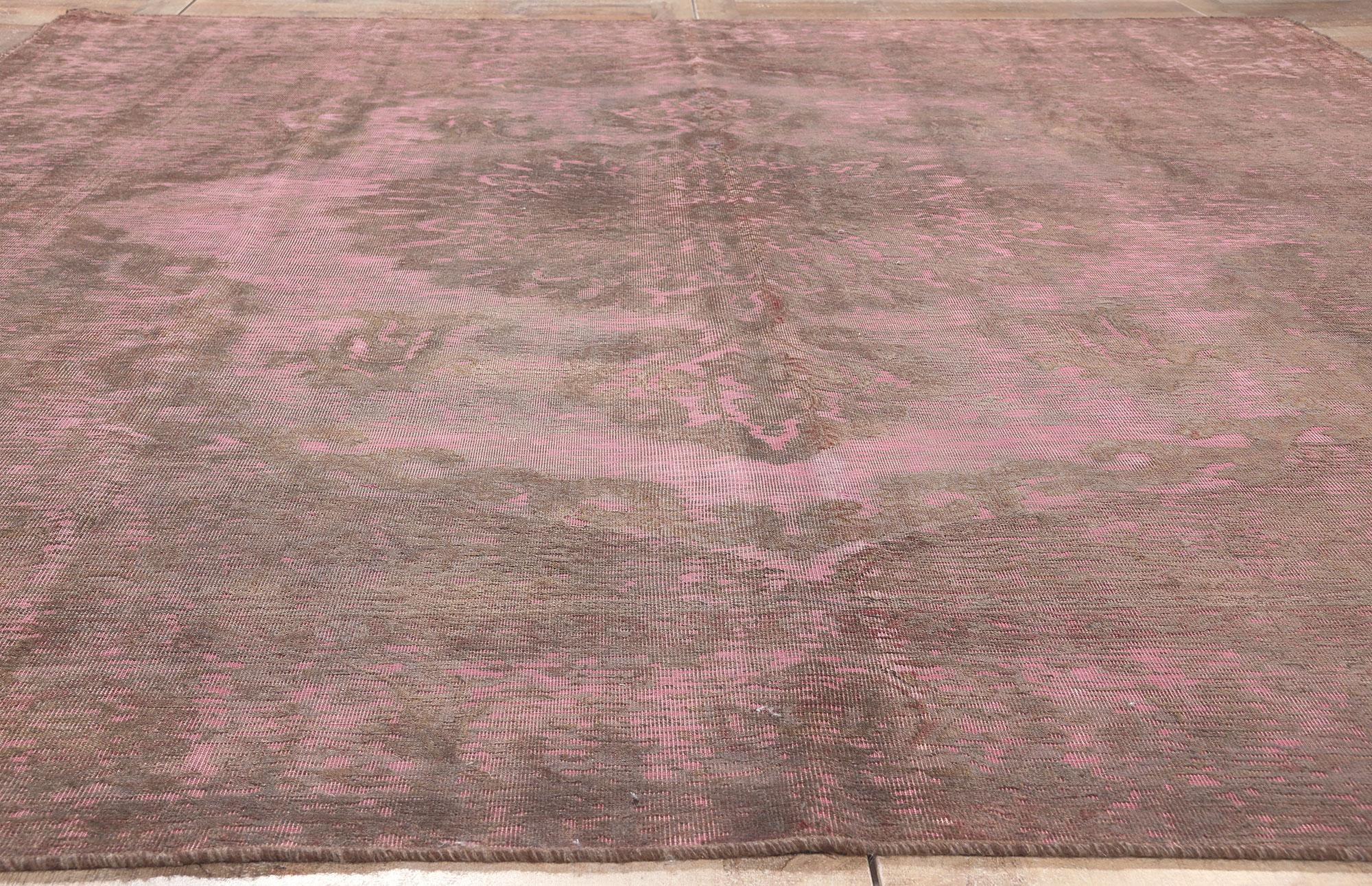 Vintage Turkish Overdyed Rug, Romantic Boho Meets Modern Industrial For Sale 2