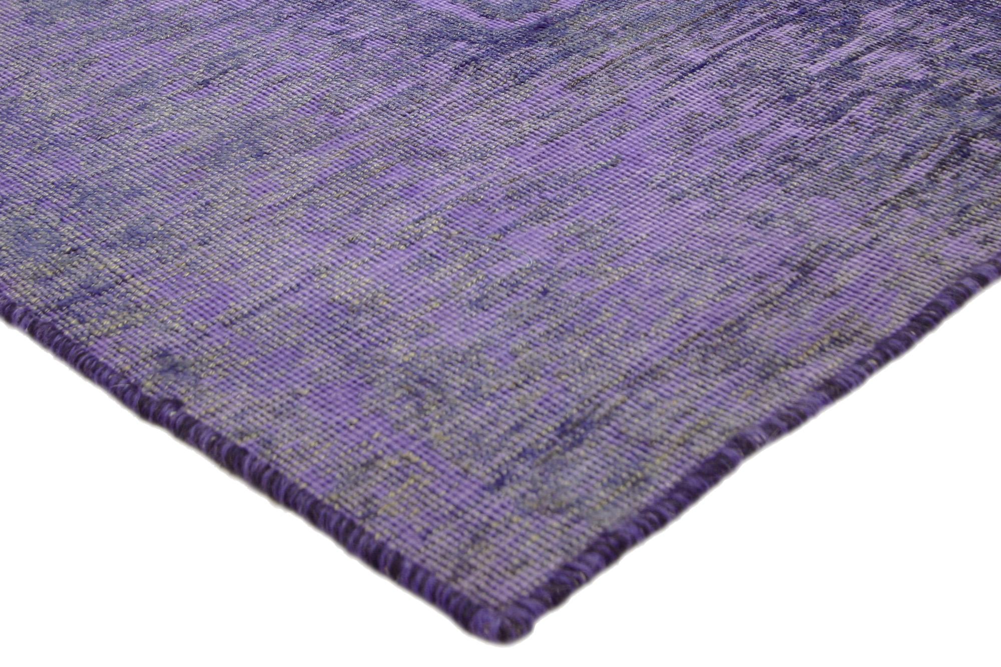 60600 Vintage Turkish Purple Overdyed Rug, 06'07 x 09'10. 
Brace yourself for a beguiling dance of Bohemian Rhapsody entwined with Maximalist flair in the form of this hand-knotted wool vintage Turkish overdyed rug. This is not merely a rug; it's a