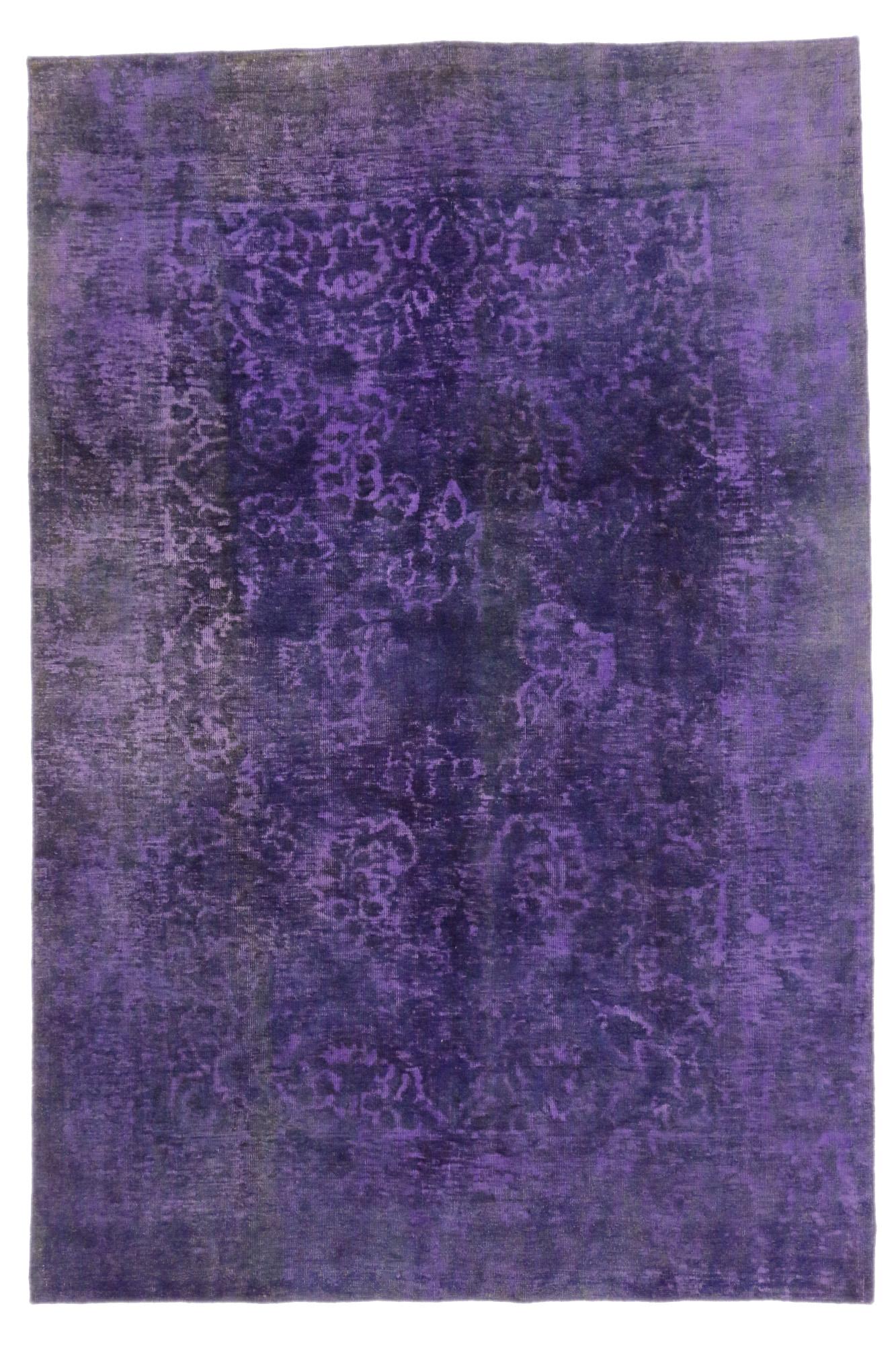 Vintage Turkish Purple Overdyed Rug, Bohemian Rhapsody Meets Maximalist Style For Sale 1
