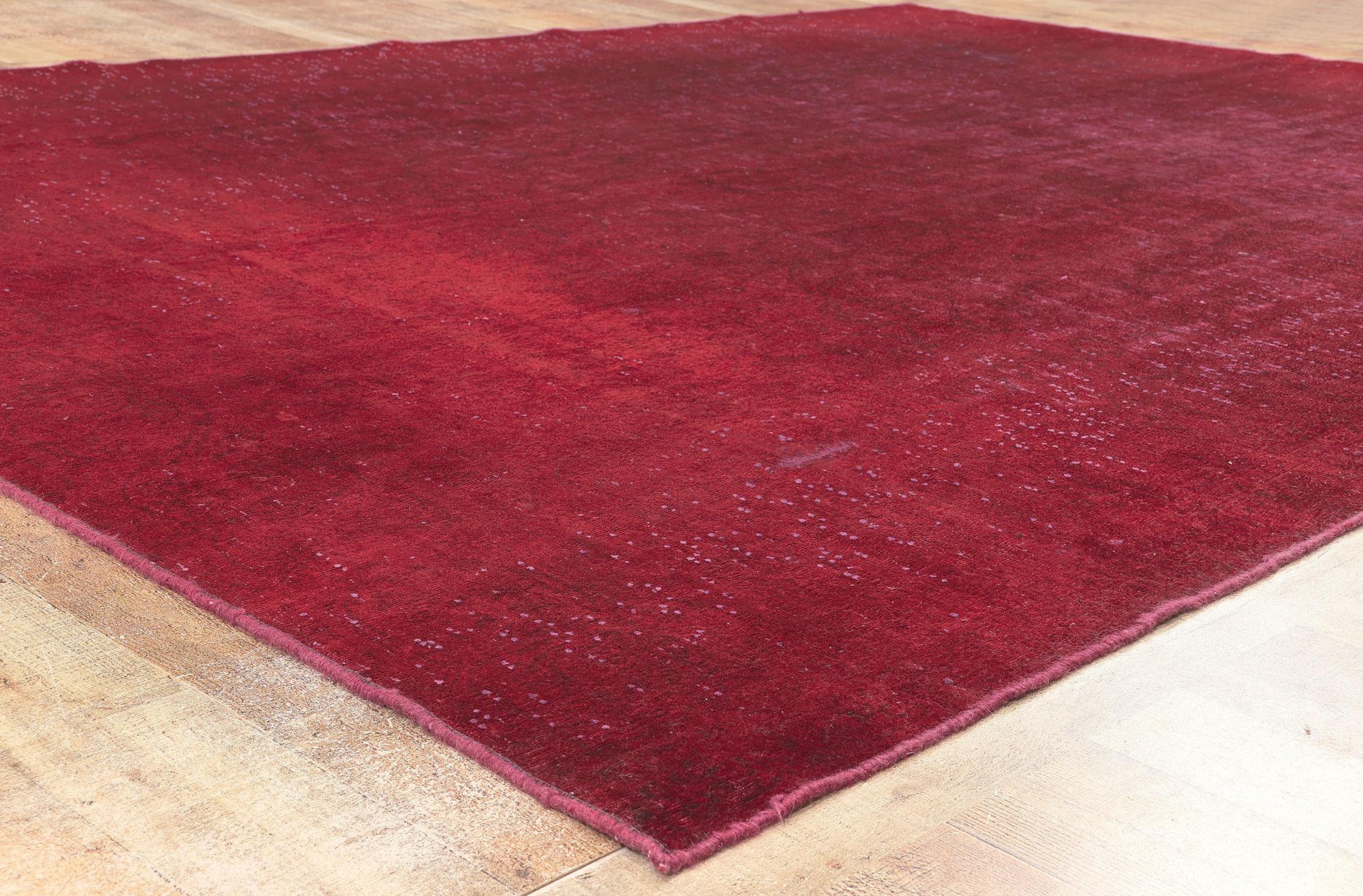 Vintage Turkish Red Overdyed Rug, Modern Elegance Meets Maximalist Style For Sale 1