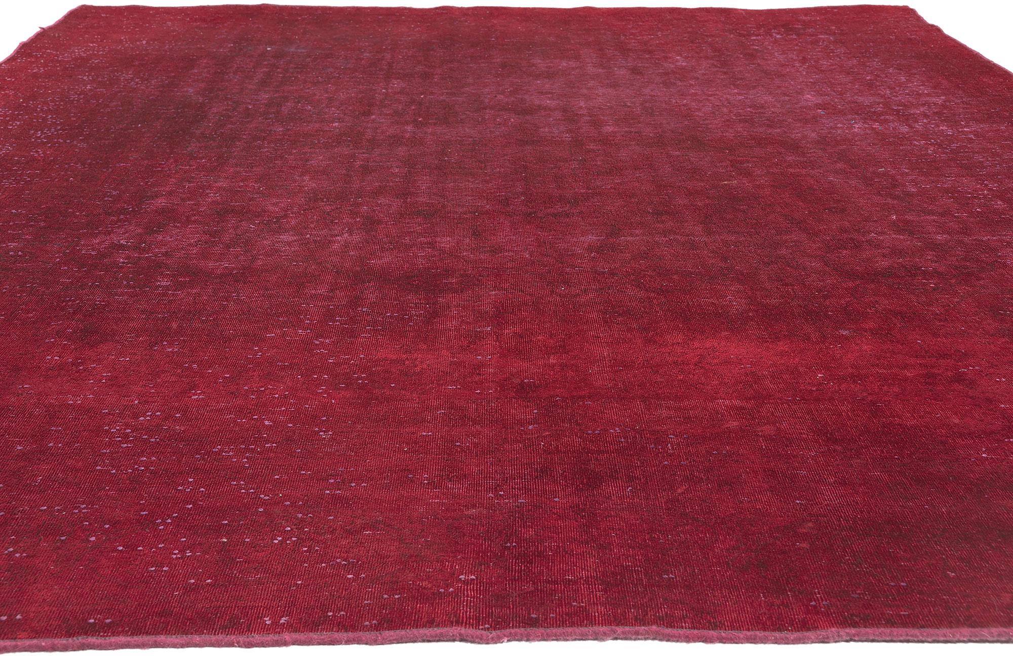 Hand-Knotted Vintage Turkish Red Overdyed Rug, Modern Elegance Meets Maximalist Style For Sale