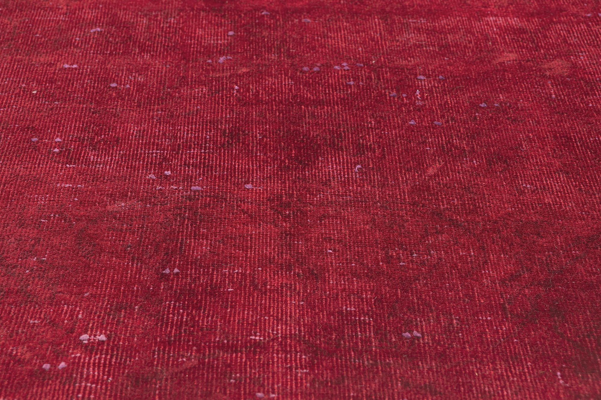 20th Century Vintage Turkish Red Overdyed Rug, Modern Elegance Meets Maximalist Style For Sale