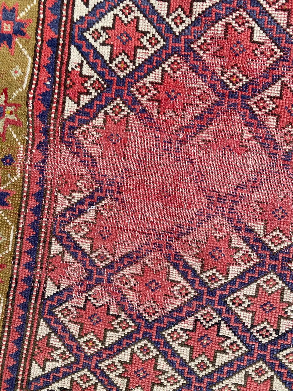 Midcentury Turkish rug with nice geometrical design and beautiful colors, entirely hand knotted with wool velvet on wool foundation.