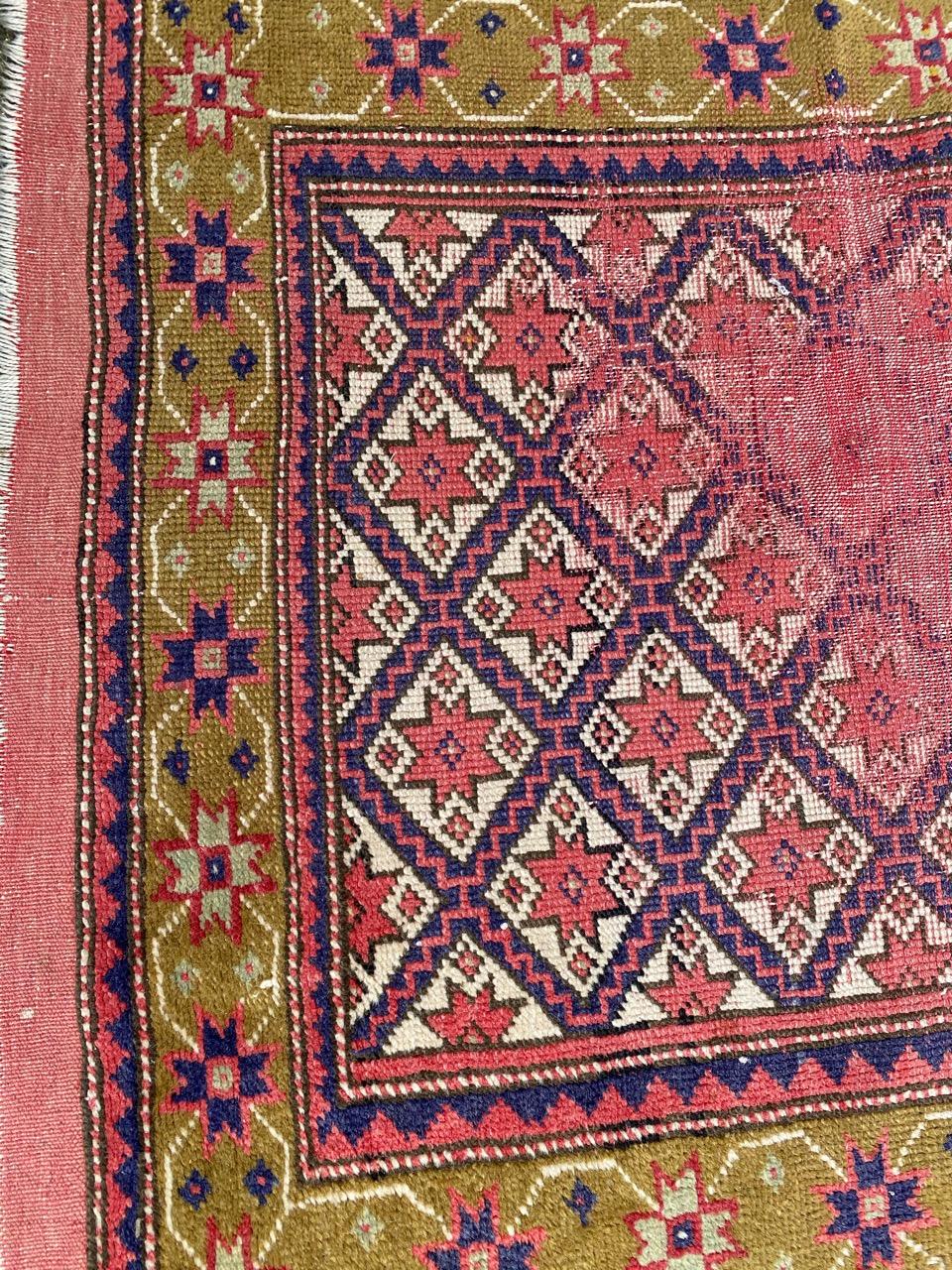 Hand-Knotted Distressed Vintage Turkish Rug For Sale