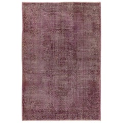 7x10 Ft Distressed Vintage Turkish Rug Over-Dyed in Purple for Modern Interiors