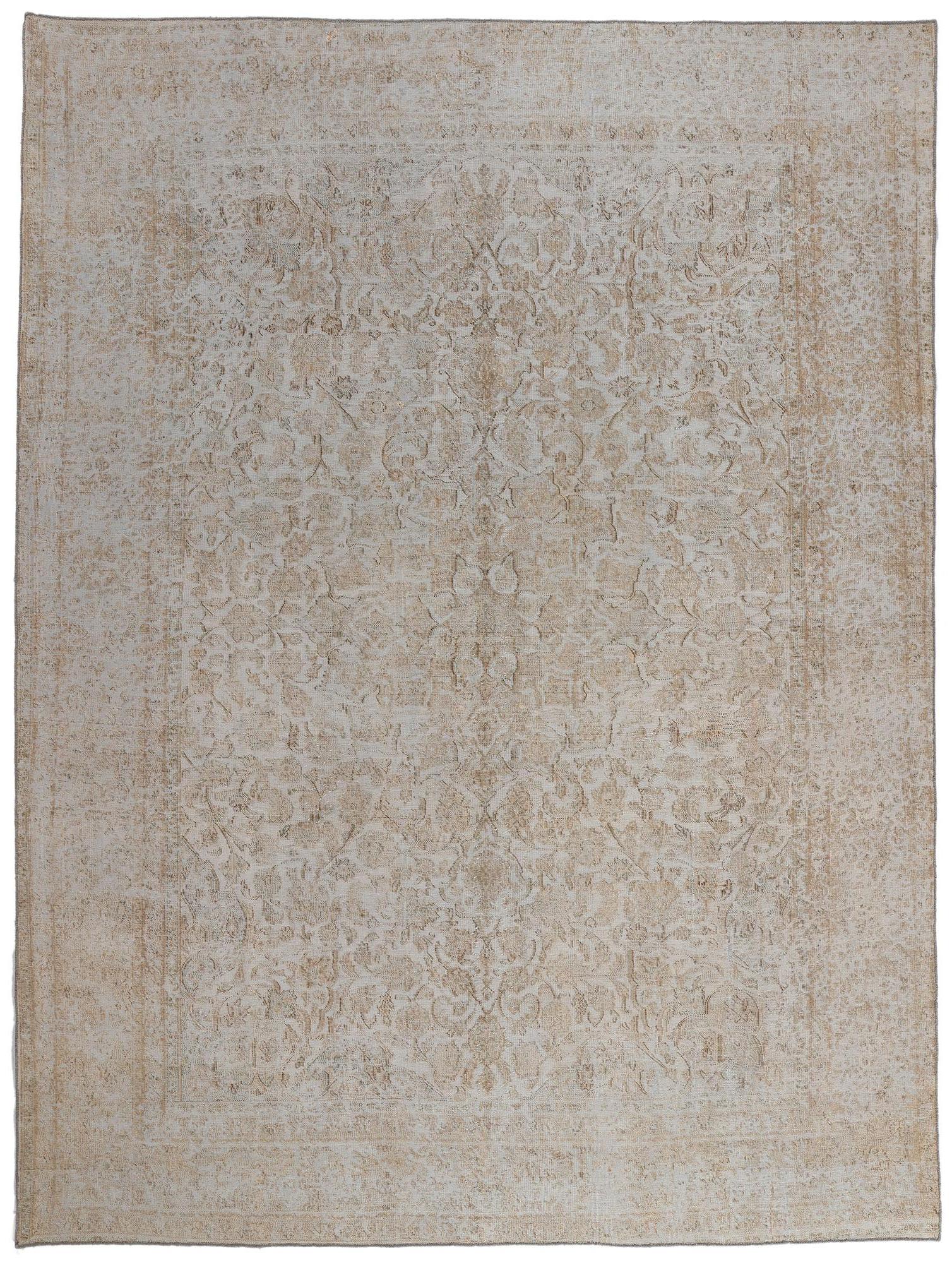 Distressed Muted Earth-Tone Vintage Turkish Rug  For Sale