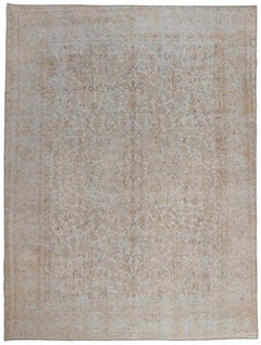 Distressed Muted Earth-Tone Retro Turkish Rug 