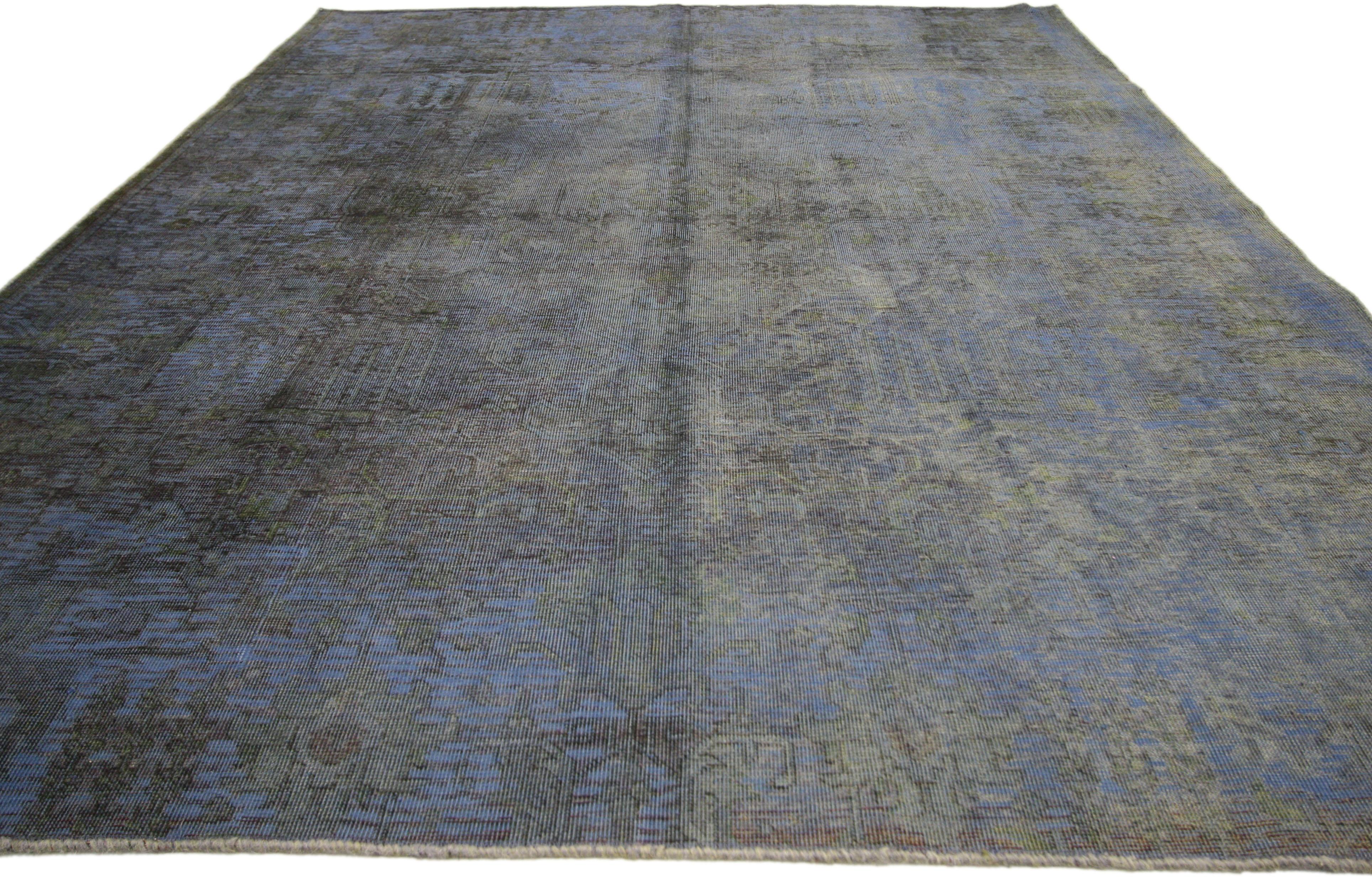 Hand-Knotted Distressed Vintage Turkish Rug With Industrial Luxe Style For Sale