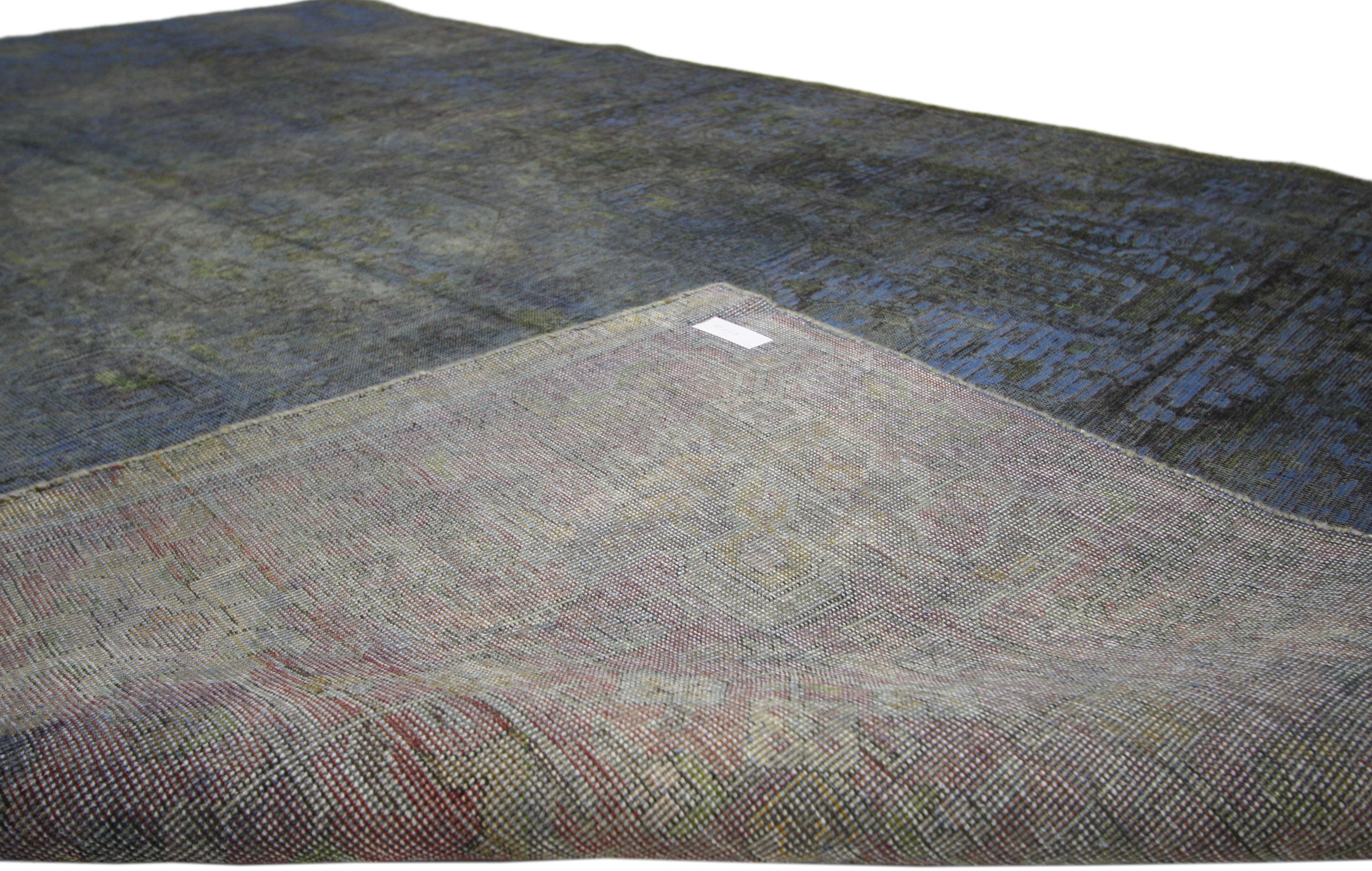 Wool Distressed Vintage Turkish Rug With Industrial Luxe Style For Sale