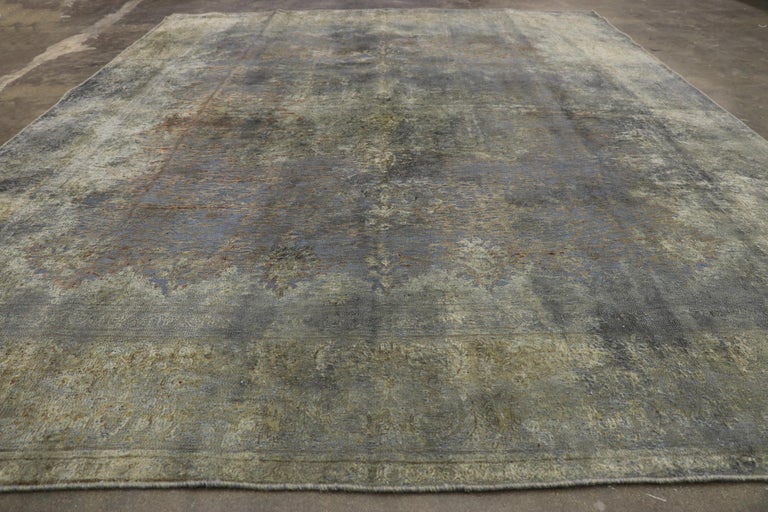 Distressed Vintage Turkish Overdyed Rug with French Industrial Luxe ...