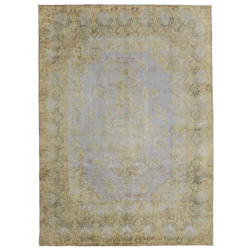 Distressed Vintage Turkish Rug with Rustic Industrial Luxe Style For ...