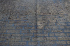 Distressed Vintage Turkish Rug with Modern Industrial Brick Tile Pattern