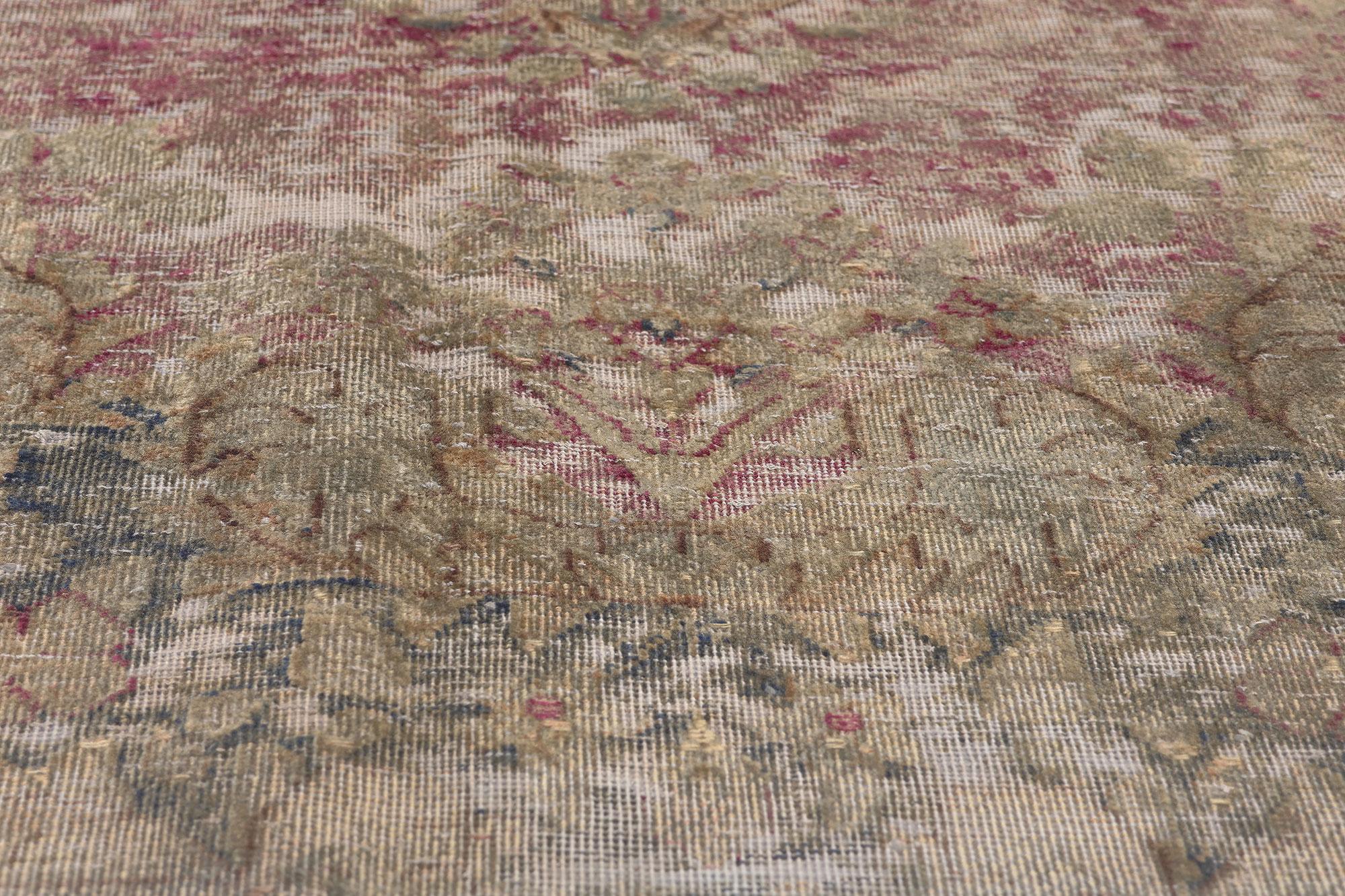 20th Century Vintage Turkish Overdyed Rug, Romantic Industrial Meets French Provincial For Sale
