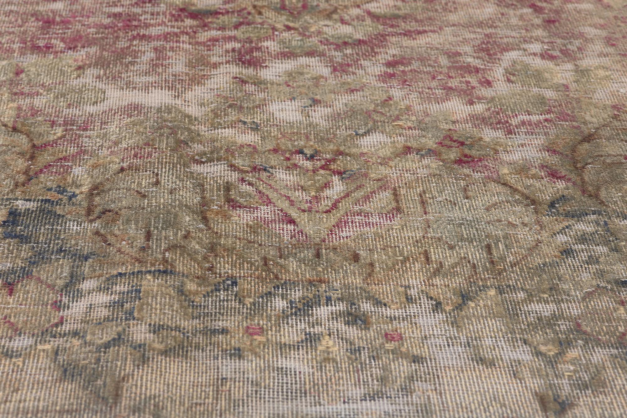 Noué à la main Tapis turc vintage, romantique et industriel rencontre le provincial français en vente
