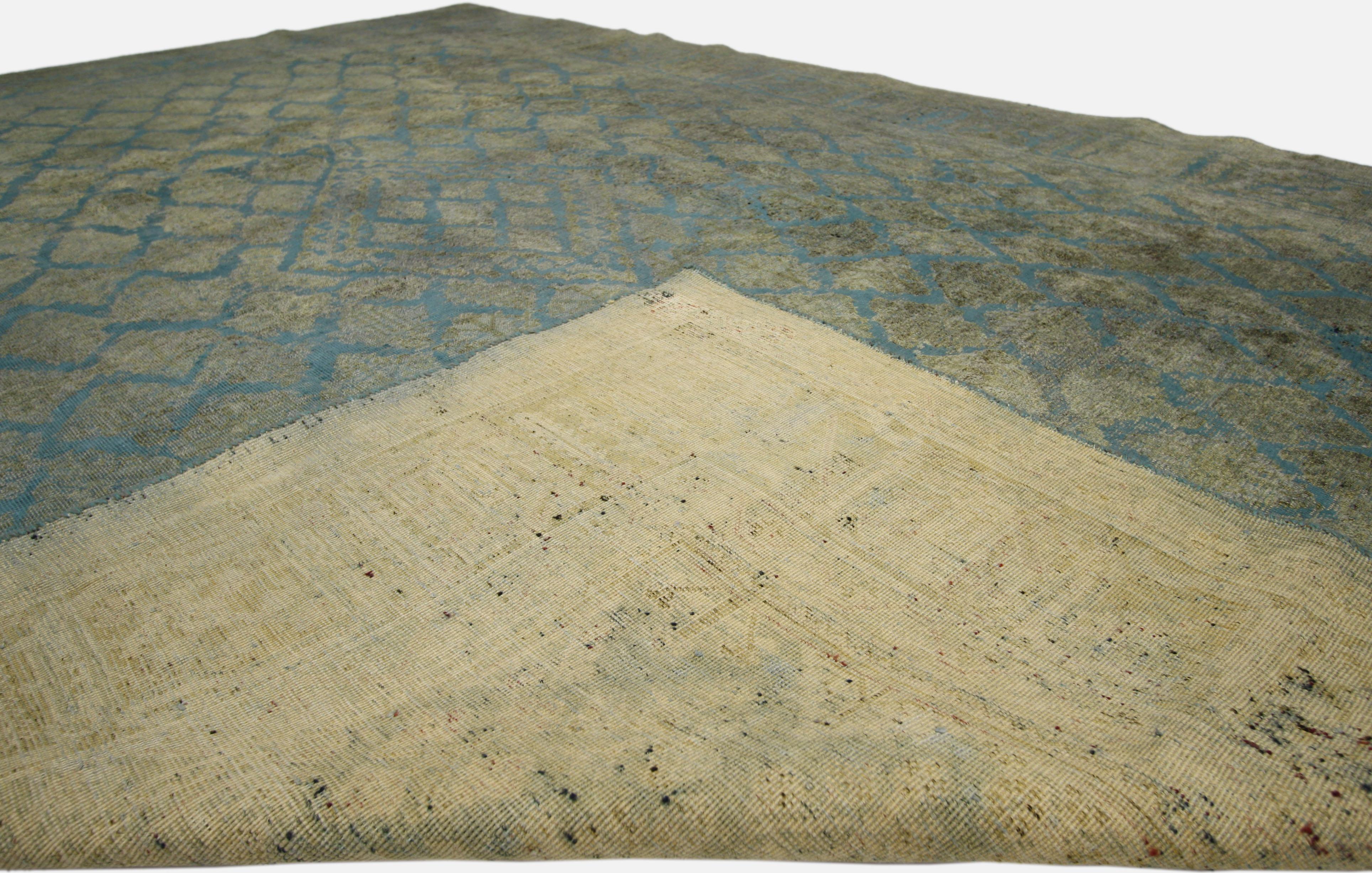 20th Century Vintage Overdyed Turkish Rug, Industrial Chic Meets Biophilic Elegance For Sale