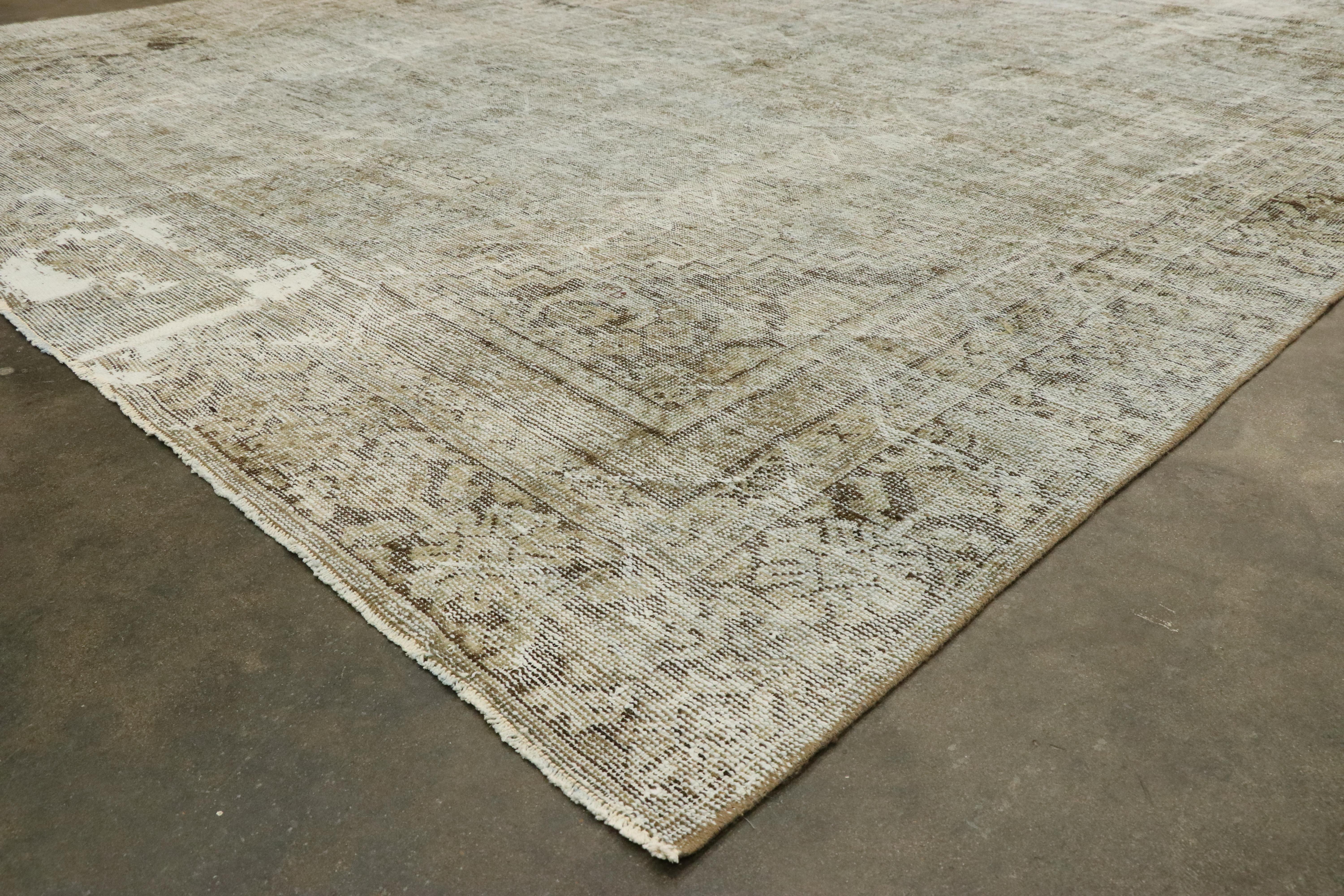 Distressed Vintage Turkish Rug with Modern Industrial Urban Luxe Style For Sale 5