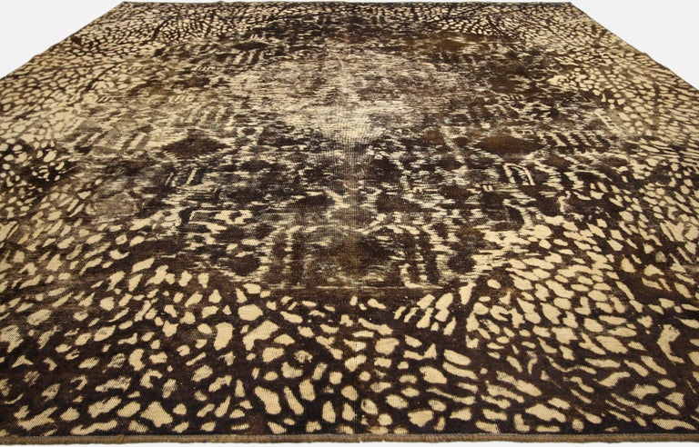 Distressed Vintage Turkish Rug with Modern Luxe Style and Bone Inlay ...