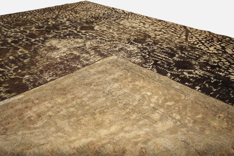 Texture Rug Inlay Distressed Vintage Turkish Rug with Modern Luxe Style and Bone Inlay ...