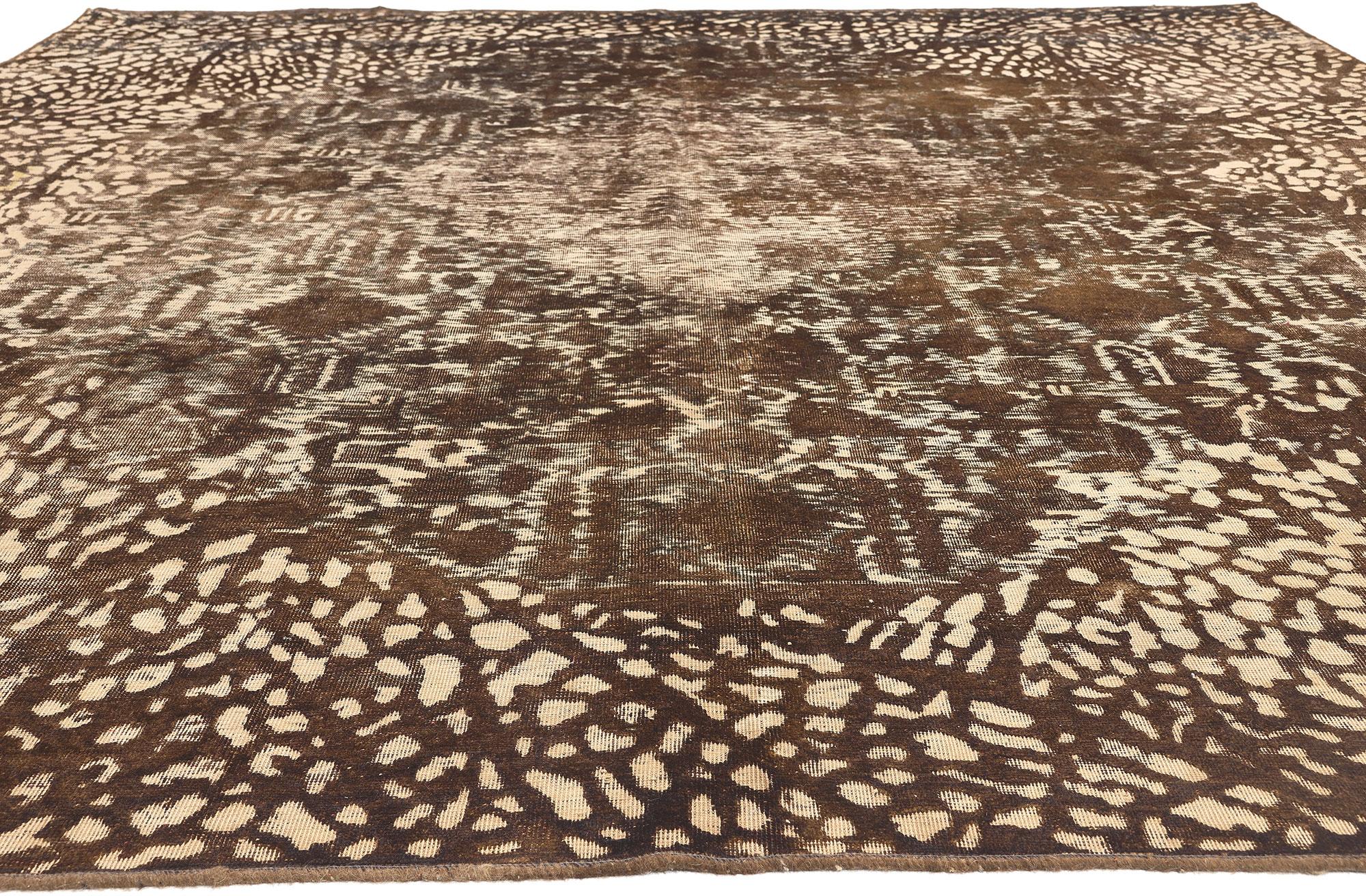 Hand-Knotted Vintage Turkish Overdyed Rug, Biophilic Design Meets Organic Modern Style For Sale