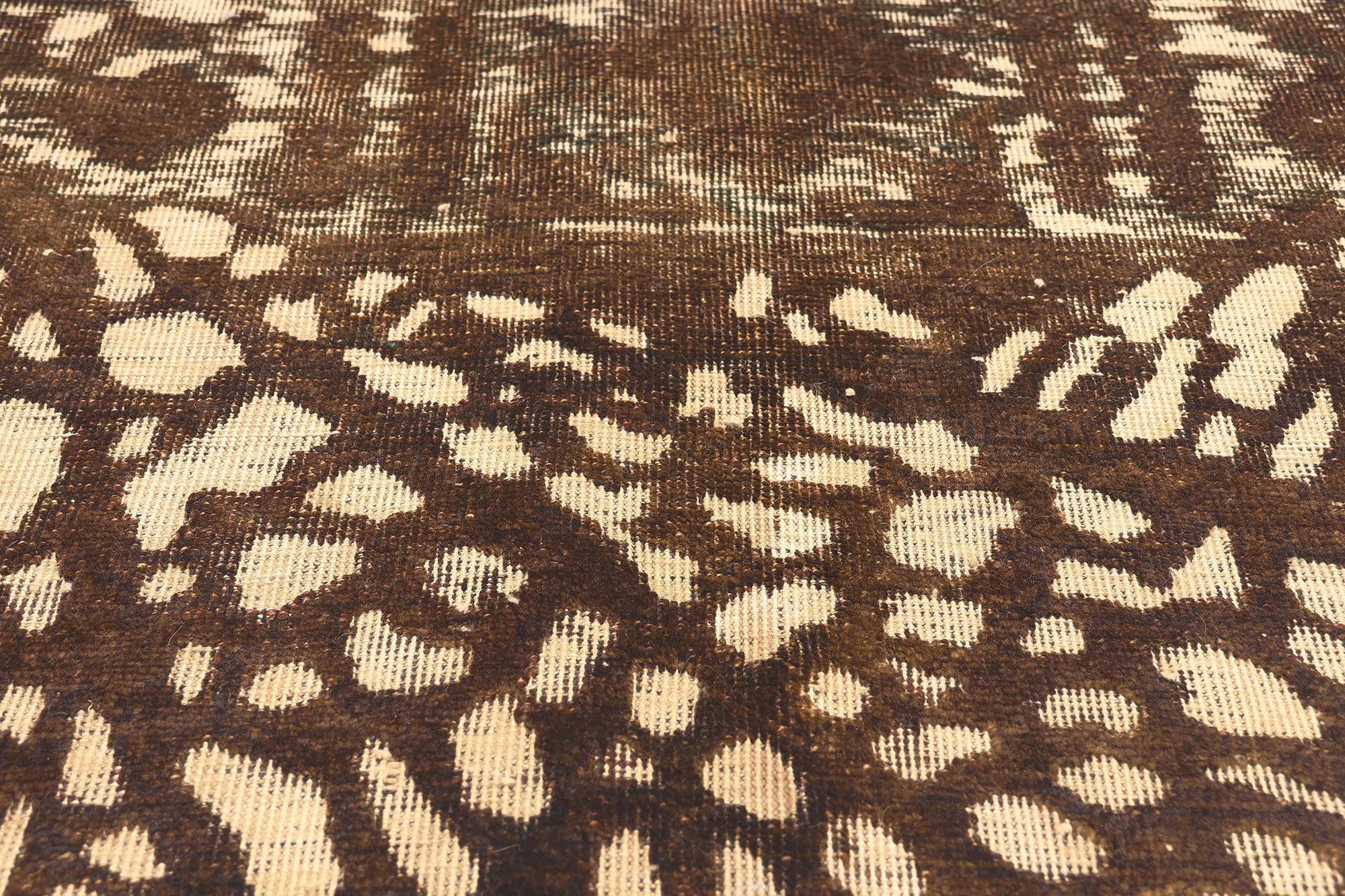 20th Century Vintage Turkish Overdyed Rug, Biophilic Design Meets Organic Modern Style For Sale