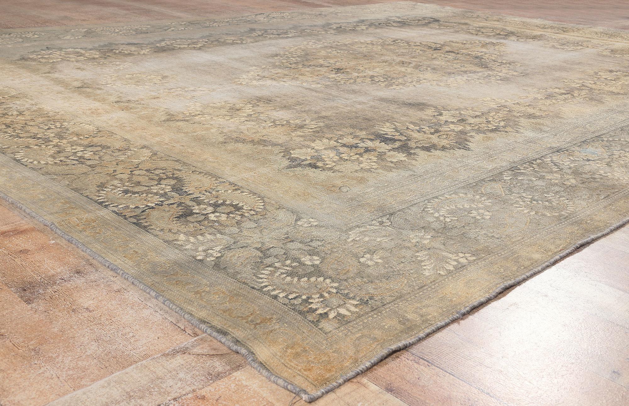 Vintage Turkish Overdyed Rug, American Colonial Revival Meets Modern Industrial In Distressed Condition For Sale In Dallas, TX