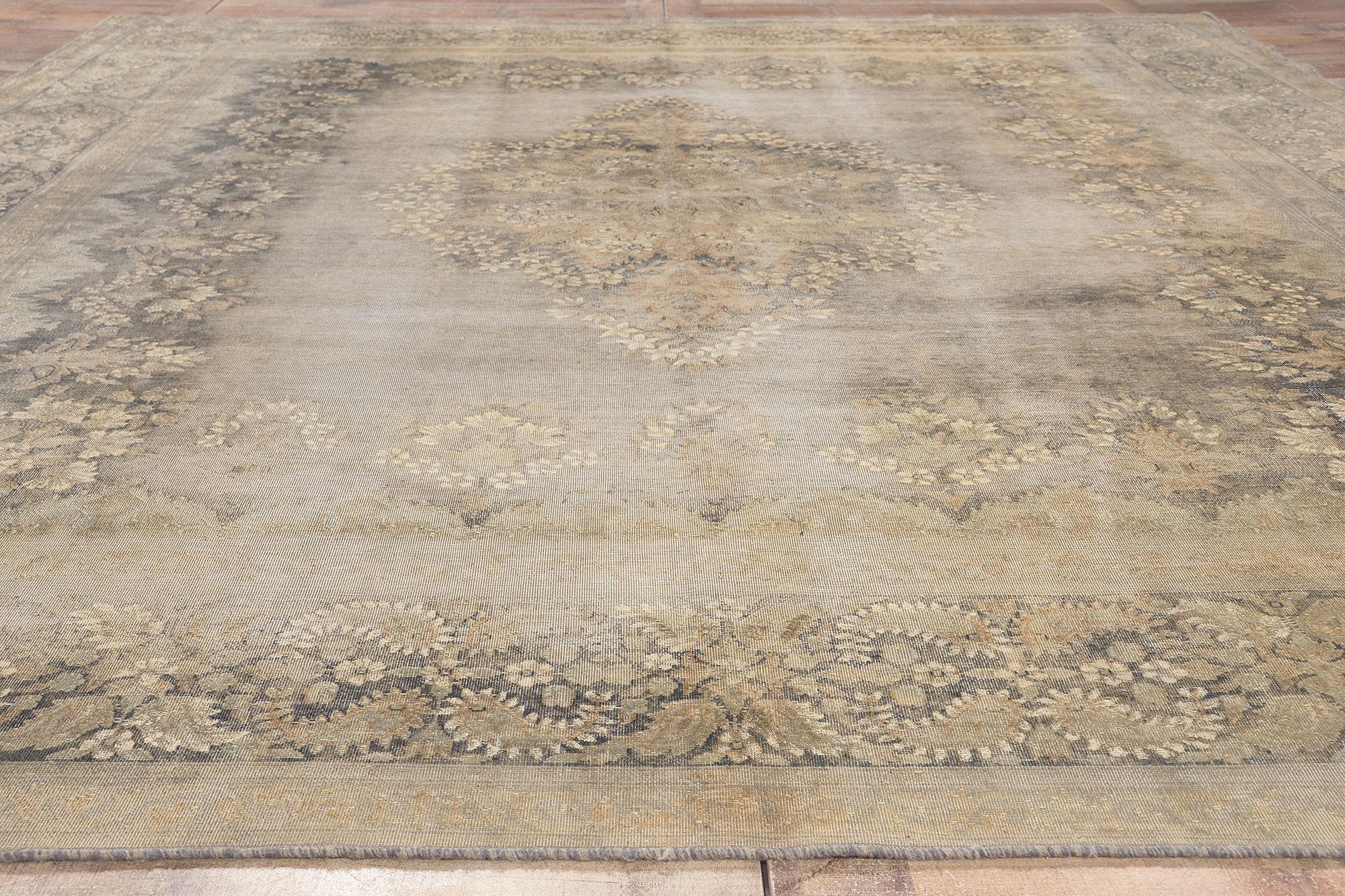 20th Century Vintage Turkish Overdyed Rug, American Colonial Revival Meets Modern Industrial For Sale