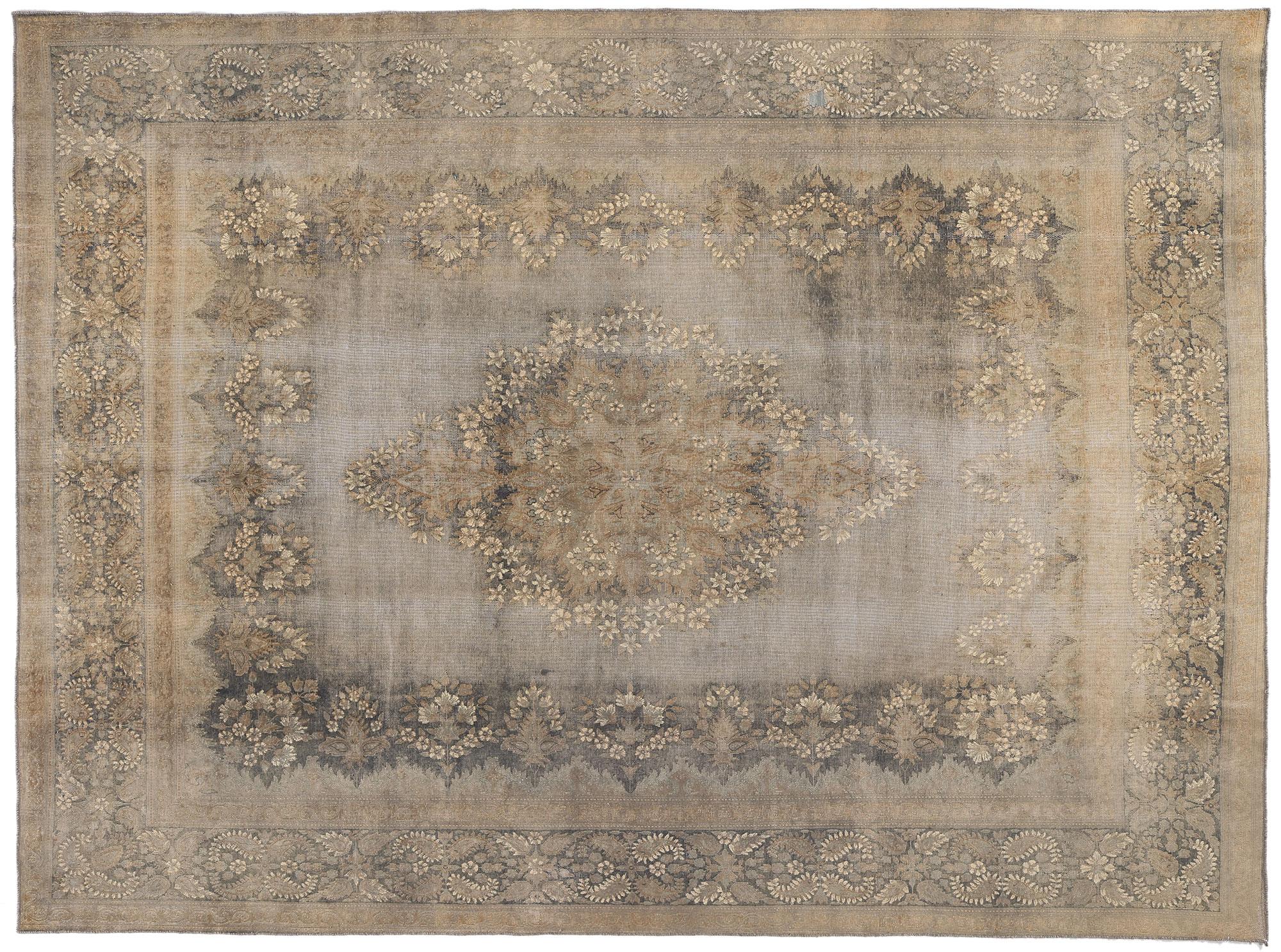 Vintage Turkish Overdyed Rug, American Colonial Revival Meets Modern Industrial For Sale 1