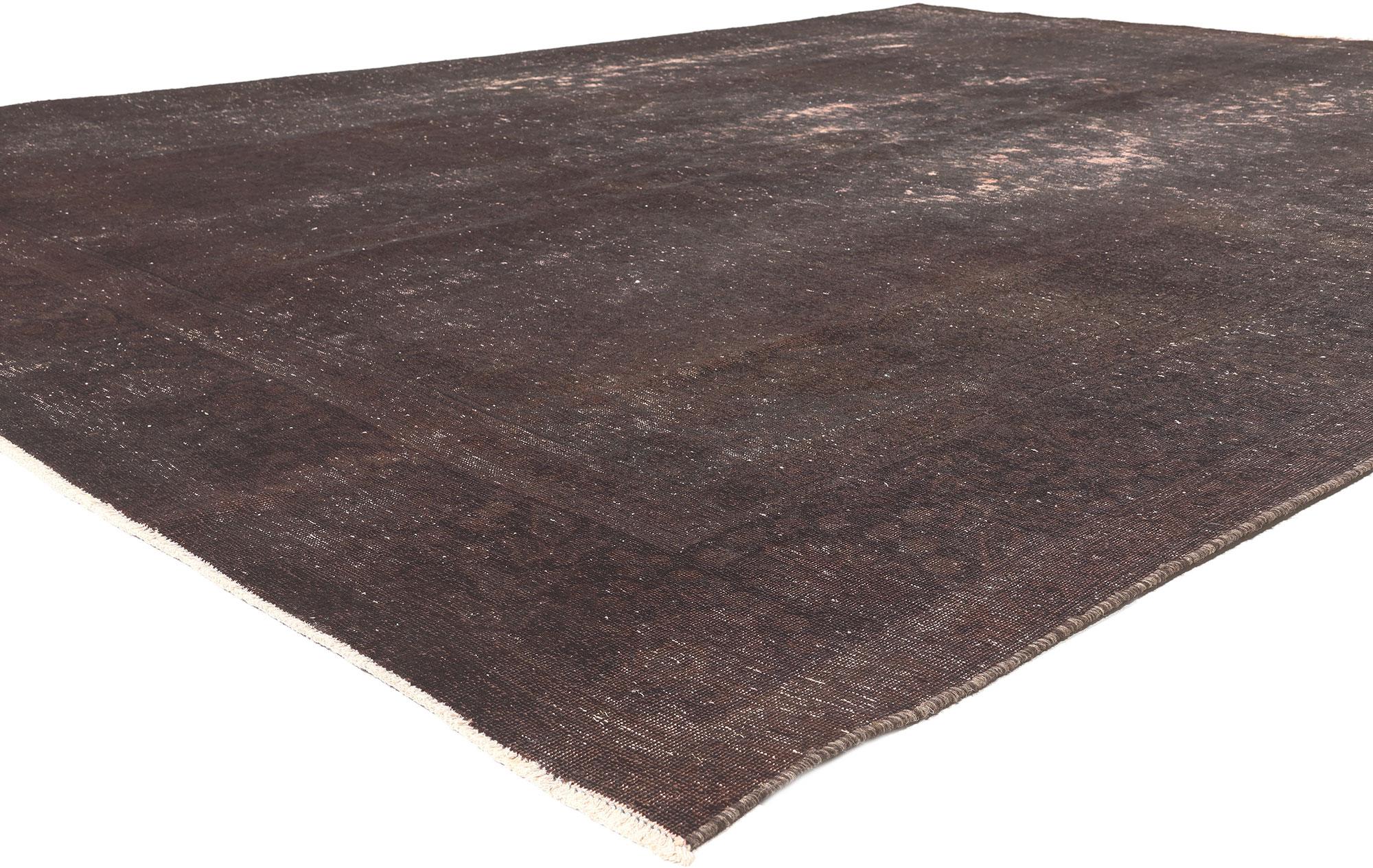 60694 Vintage Turkish Overdyed Rug, 09’09 x 12’09. 
Harmony of definition and raw allure converges with luxe utilitarian in this hand knotted wool vintage Turkish overdyed rug, transcending conventional design boundaries with historical richness and