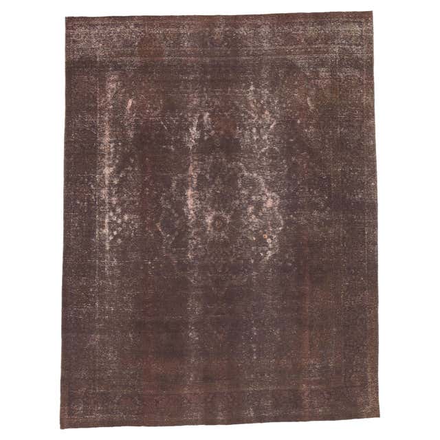 Industrial Rustic Rug Dark Brown Distressed Vintage Persian Rug with Rustic Industrial Luxe ...