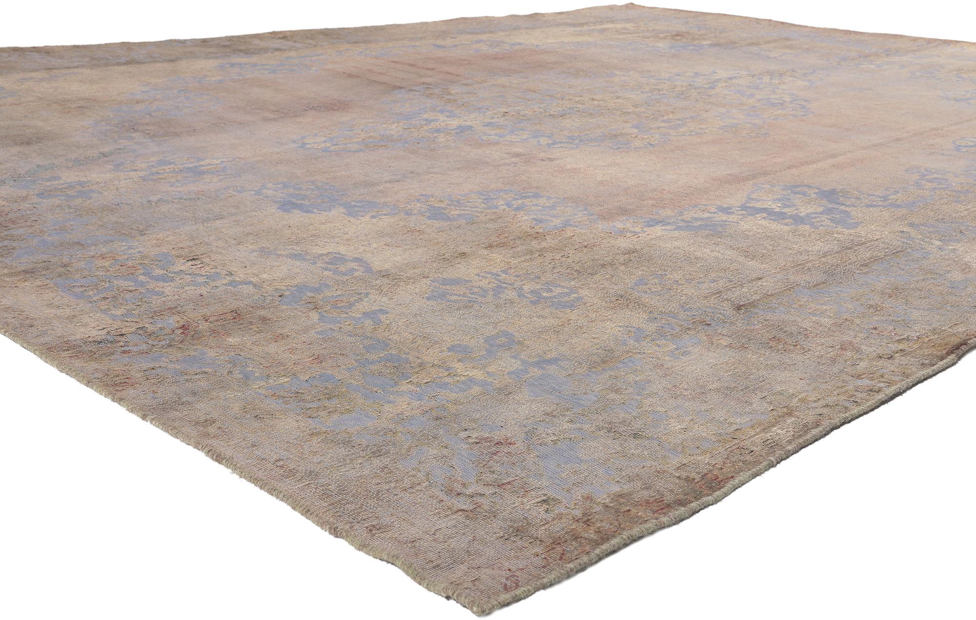 60768 Vintage Turkish Overdyed Rug, 09'06 x 12'11. 
Behold, a rug that effortlessly marries French Provincial charm with Federal Adam Style – a match made in decor heaven. This hand-knotted wool vintage Turkish overdyed rug is more than just a floor