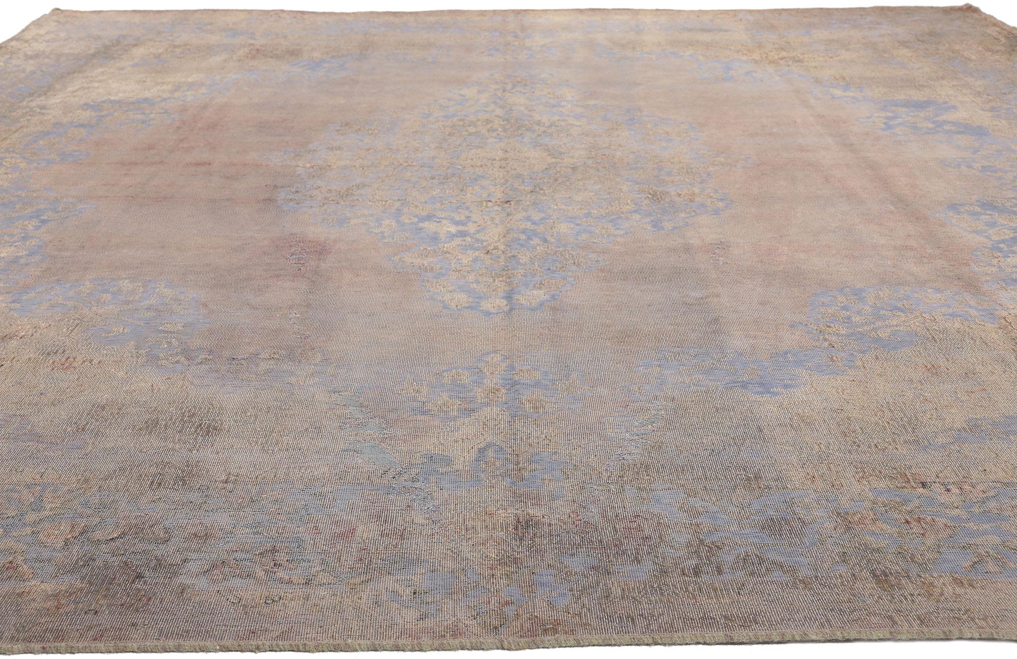 Hand-Knotted Vintage Turkish Overdyed Rug, French Provincial Meets Federal Adam Style For Sale