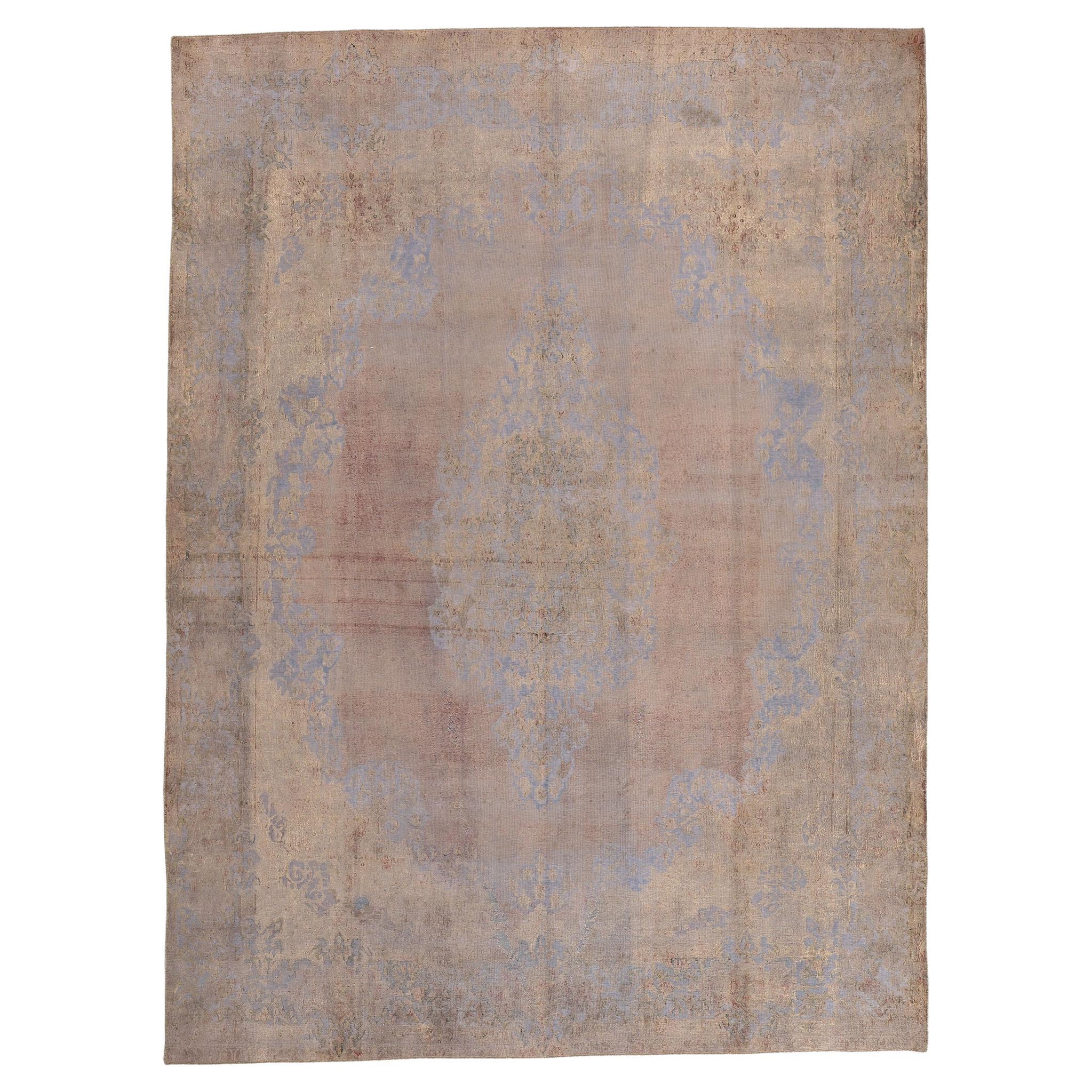 Vintage Turkish Overdyed Rug, French Provincial Meets Federal Adam Style For Sale