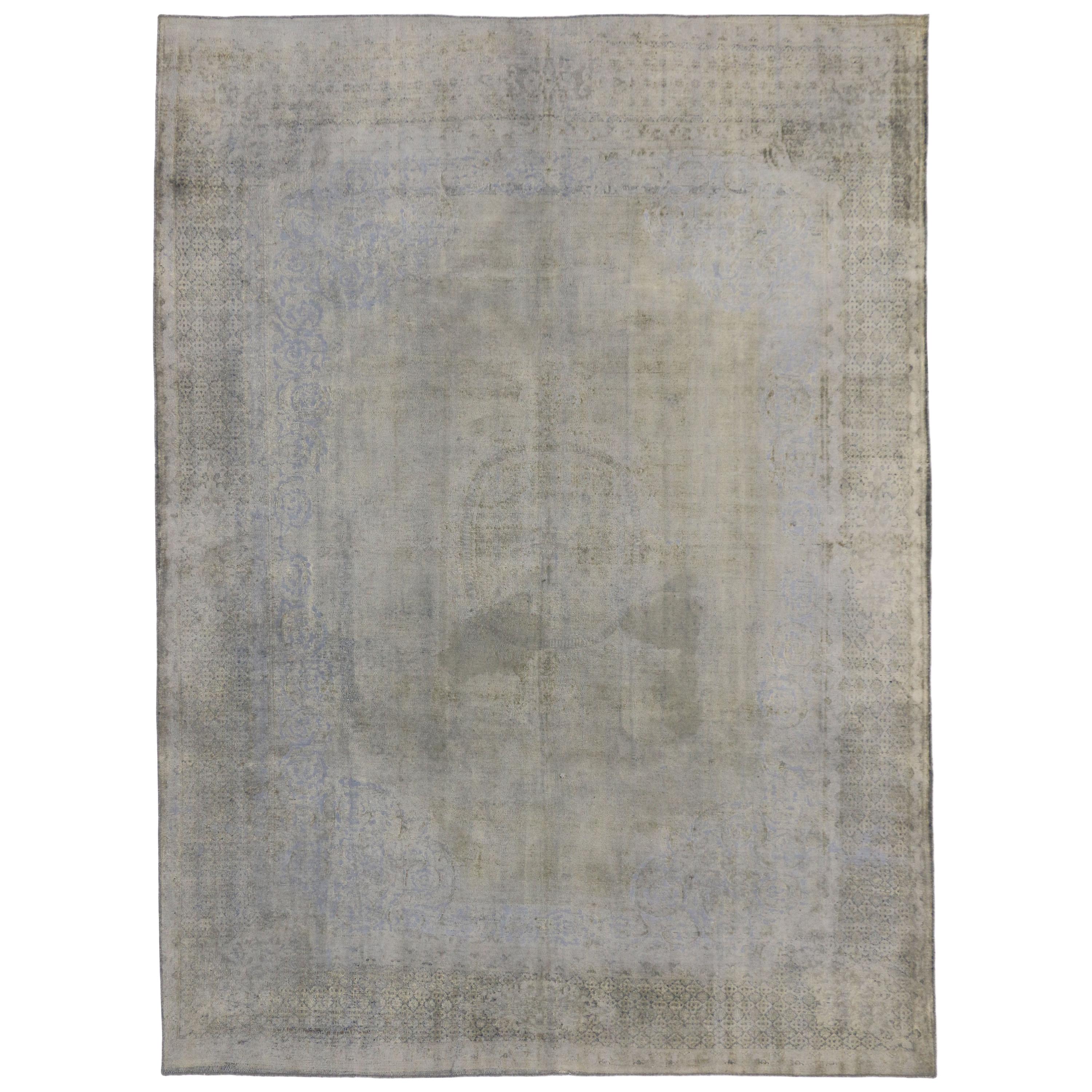Citrine and Lavender Distressed Vintage Turkish Rug with Rustic French ...