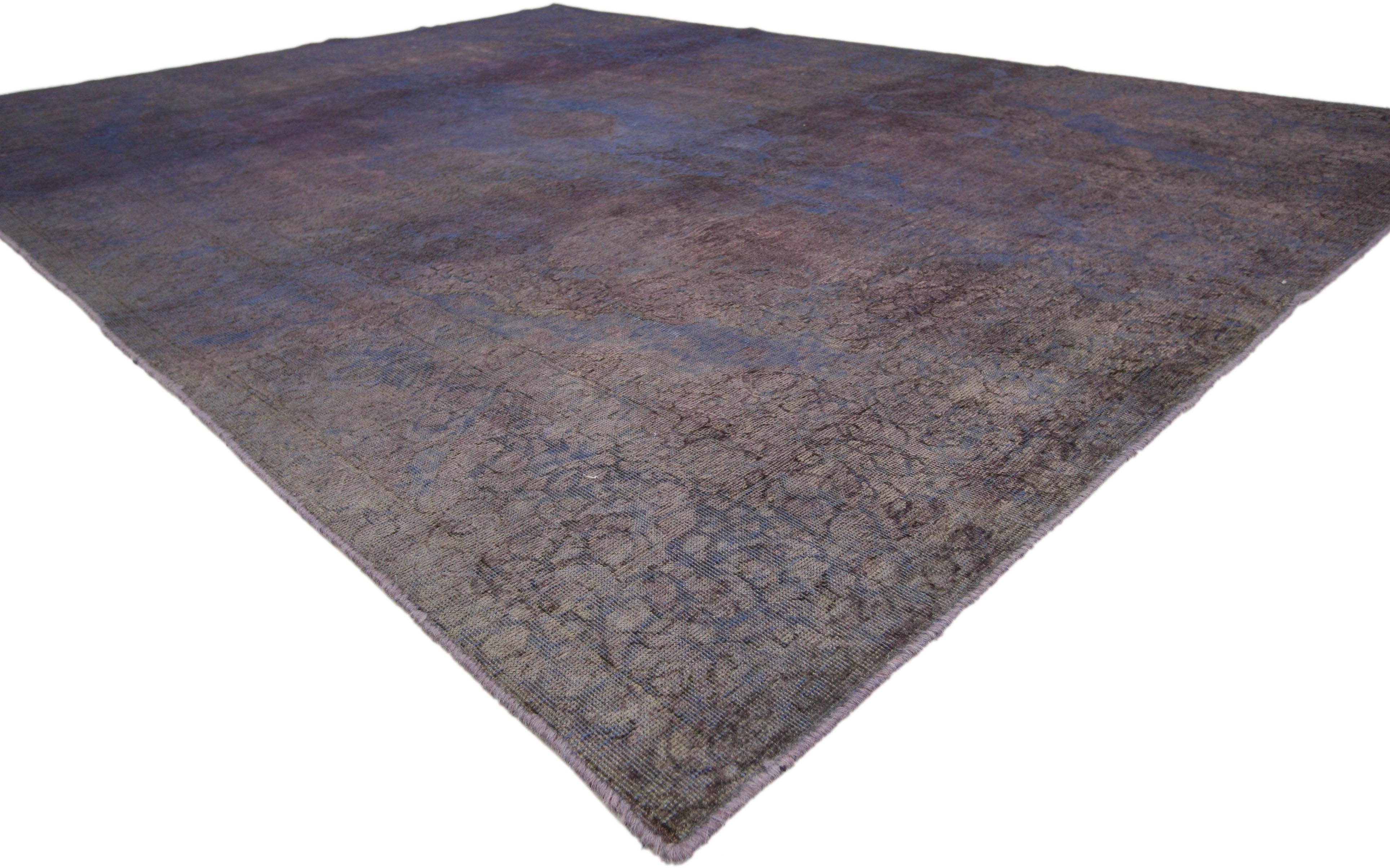 Post-Modern Distressed Vintage Turkish Overdyed Rug with Postmodern Memphis Style