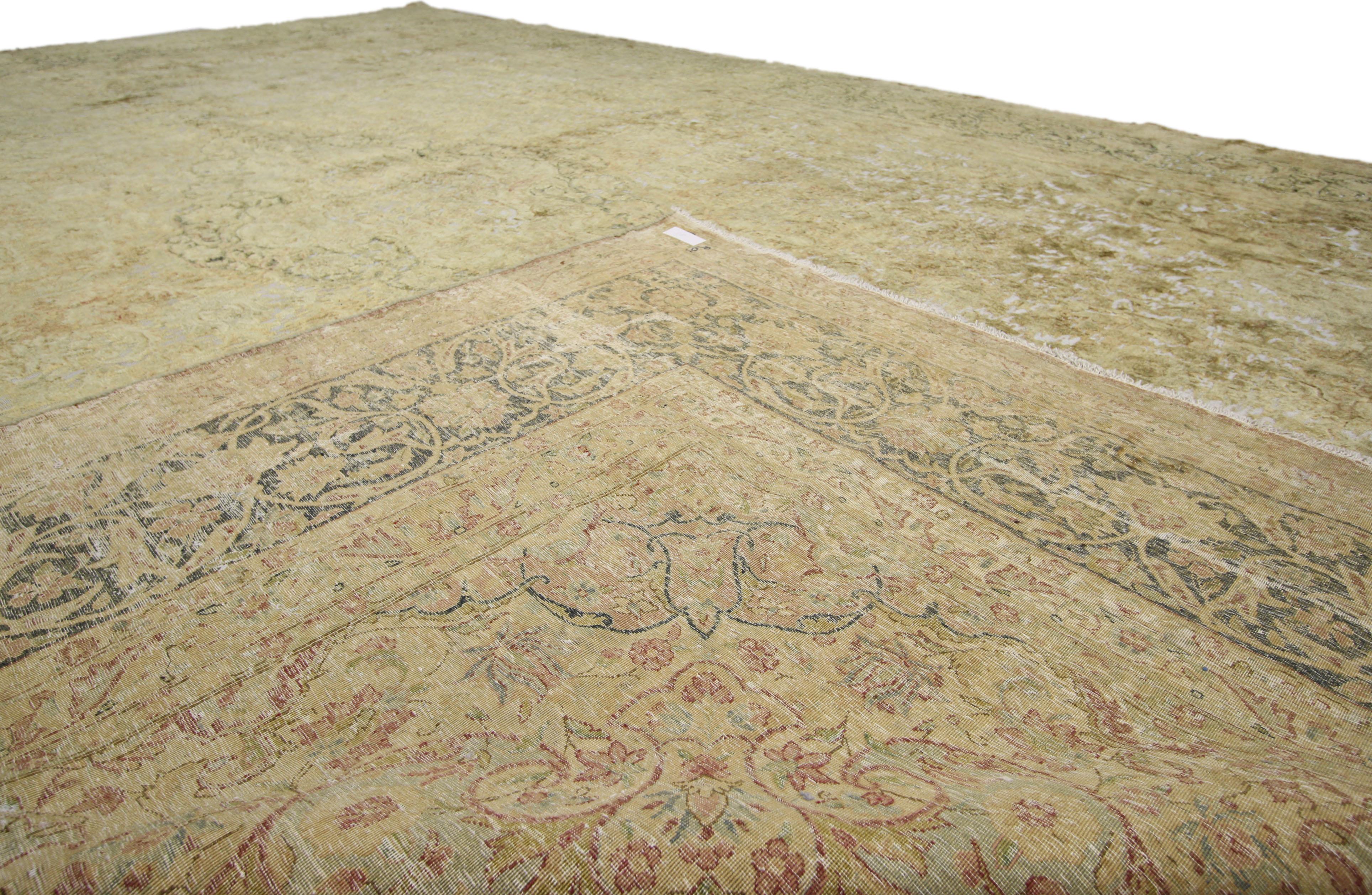 20th Century Distressed Vintage Turkish Rug with Rustic Modern Industrial Style