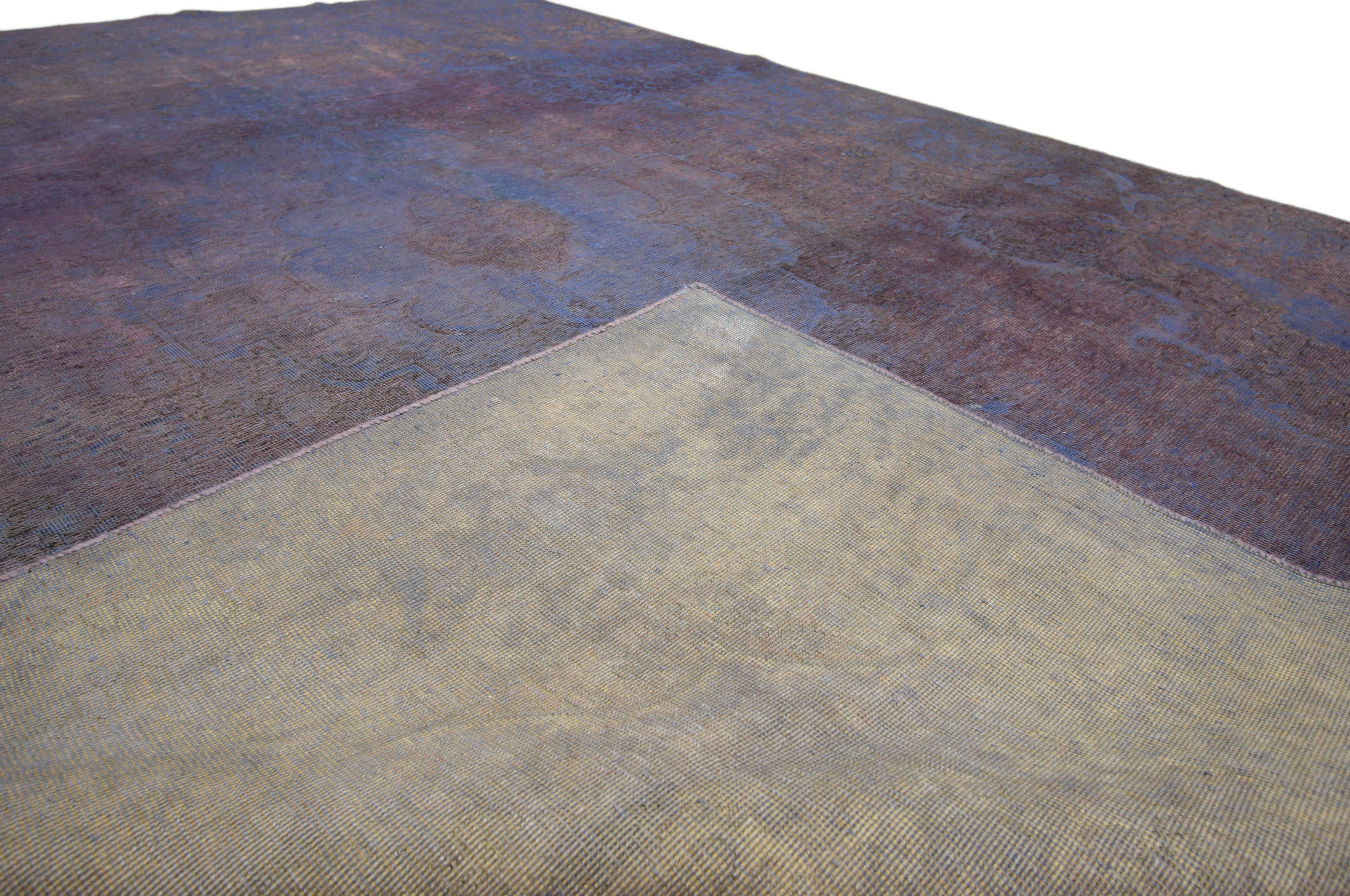 Distressed Vintage Turkish Overdyed Rug with Postmodern Memphis Style In Distressed Condition In Dallas, TX