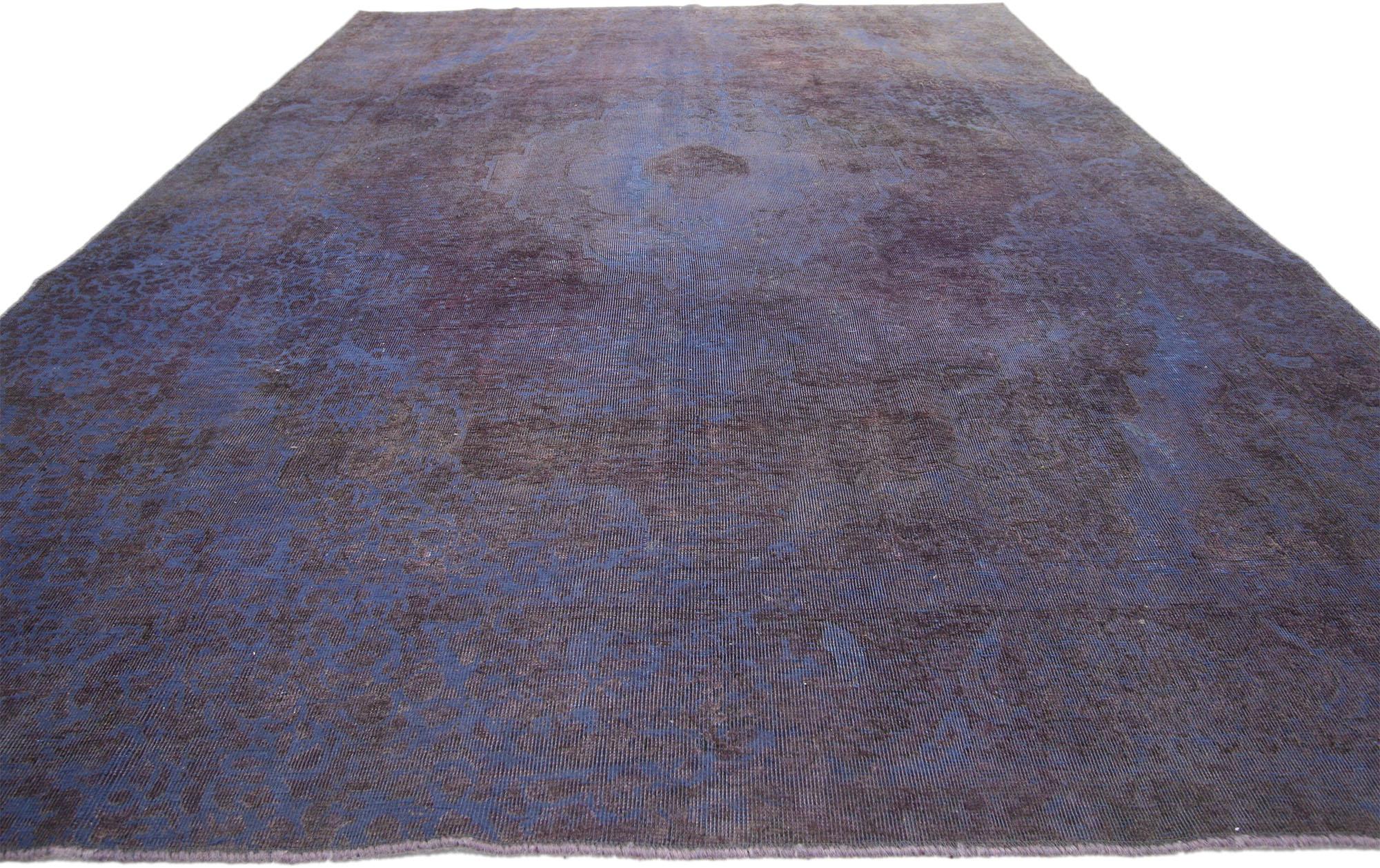 Distressed Vintage Turkish Overdyed Rug with Postmodern Memphis Style 1