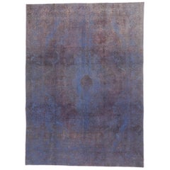 Distressed Vintage Turkish Overdyed Rug with Postmodern Memphis Style 