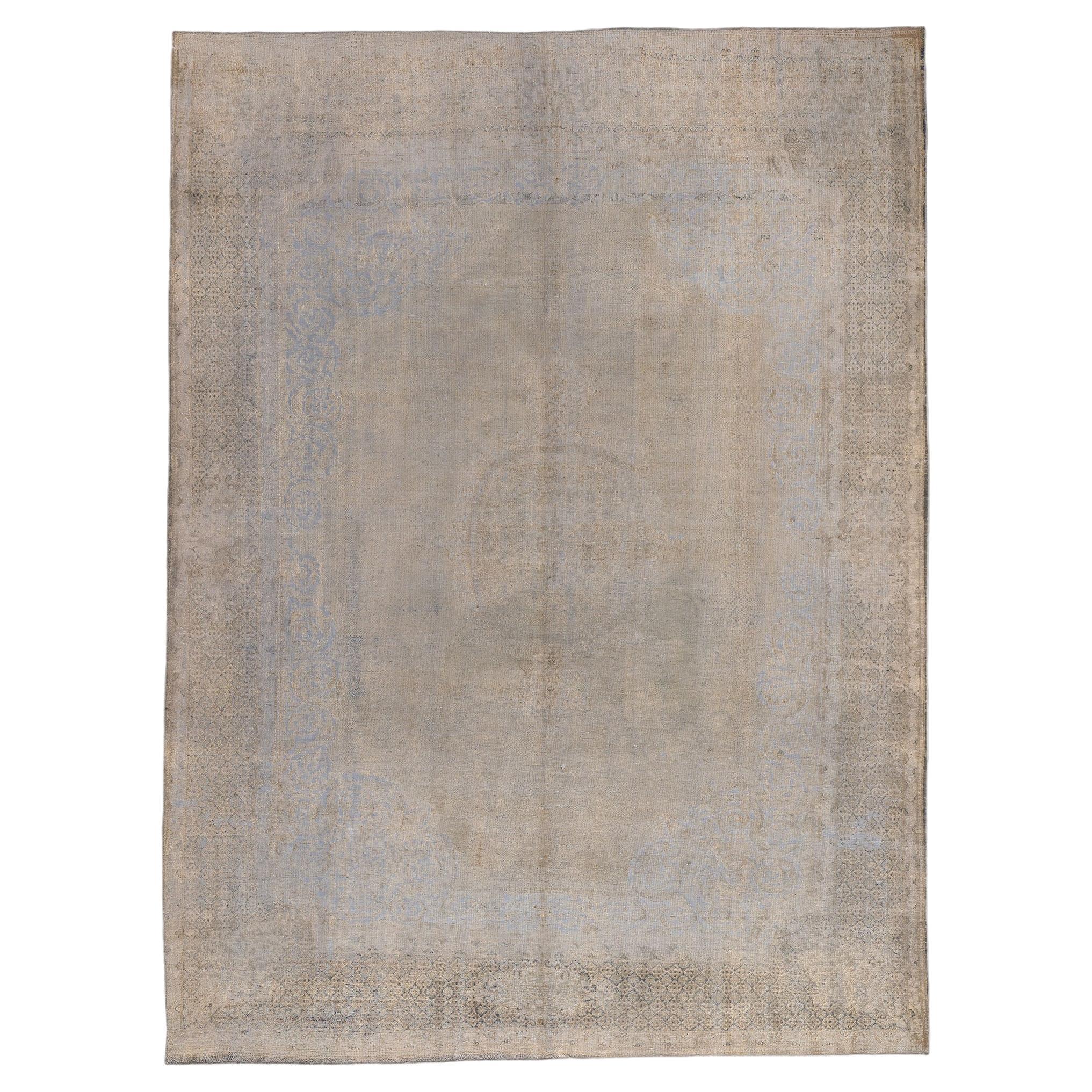 Vintage Turkish Overdyed Rug, French Industrial Meets Belgian Chic For Sale