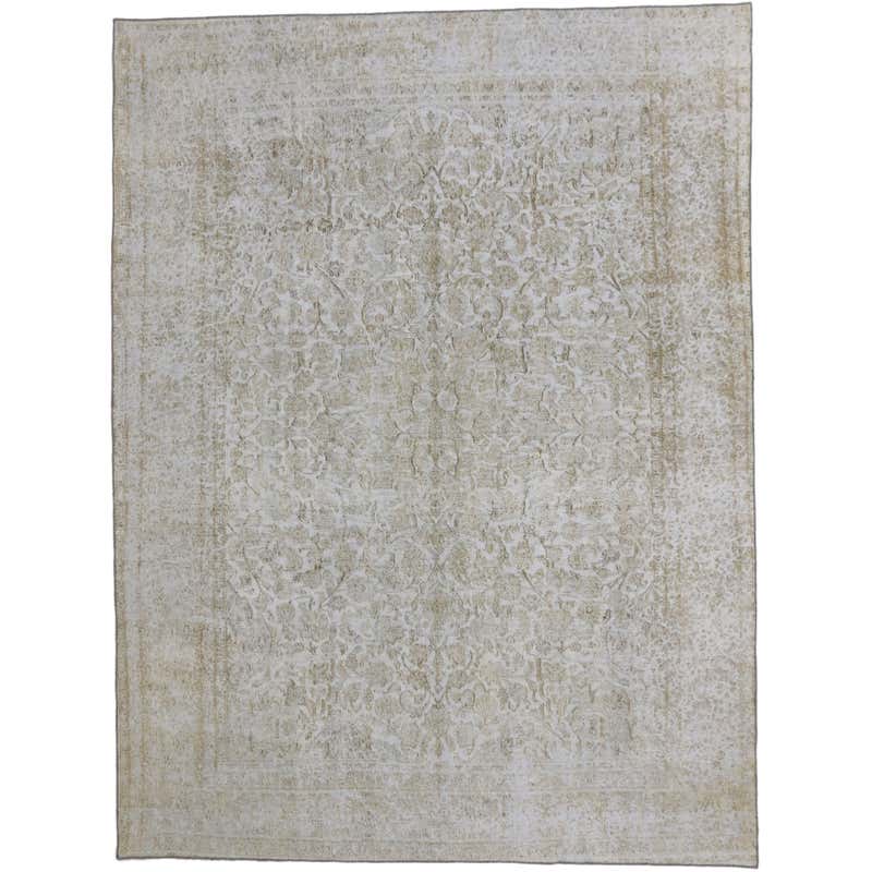 Distressed Vintage Turkish Rug with Earth-Tone Colors and Chippendale ...